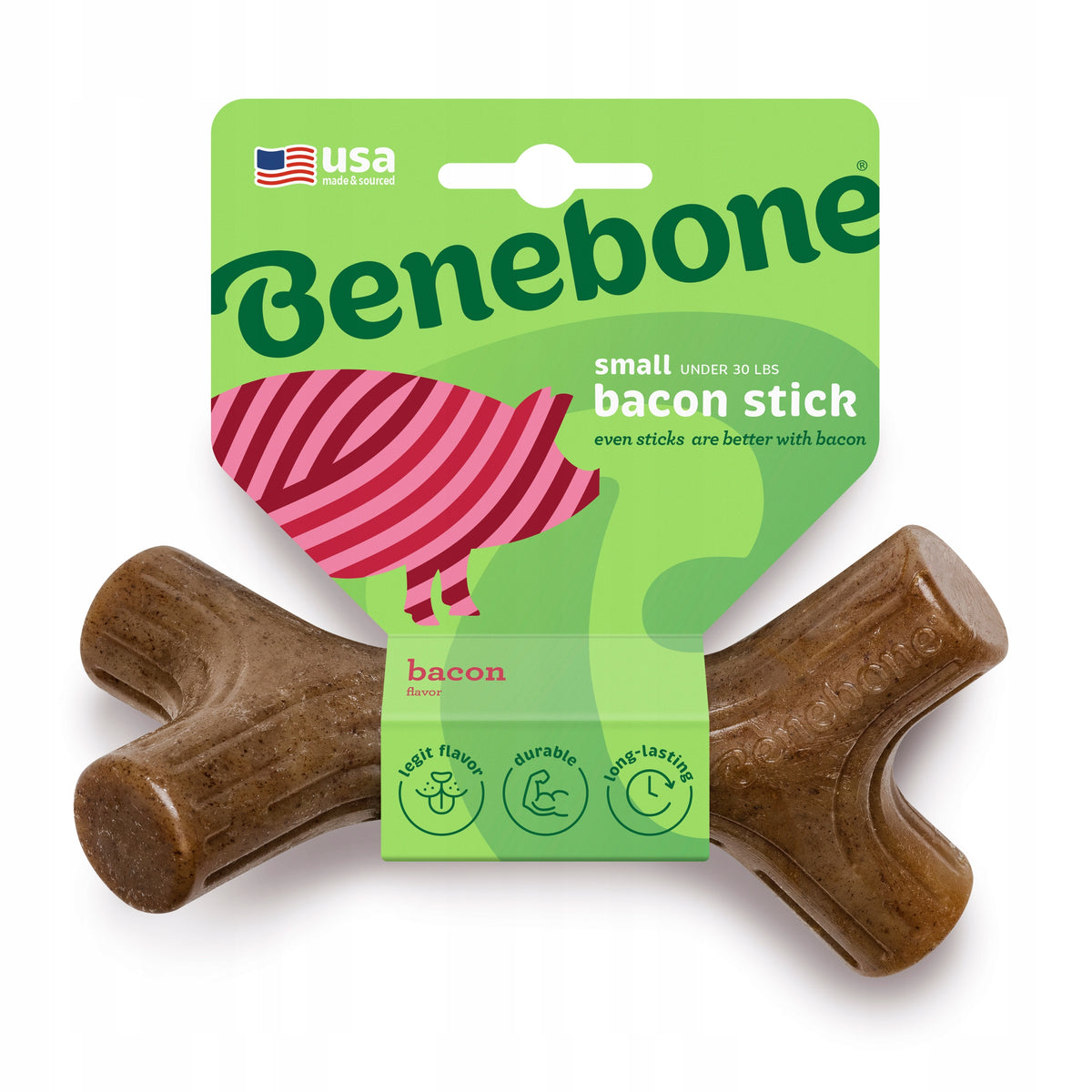 Benebone Stick Bacon Durable Premium Dog Teether S Packaging status original