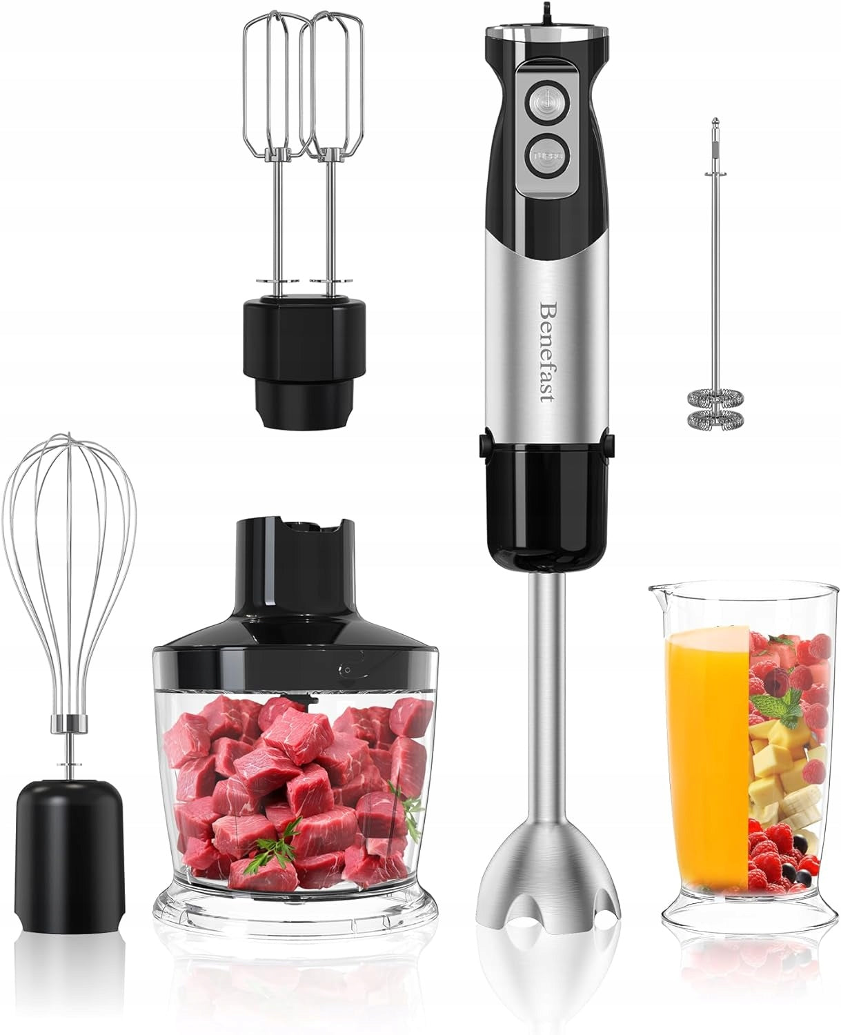 Benefast Electric Hand Blender 6 in 1 Stainless Steel Power 1000W