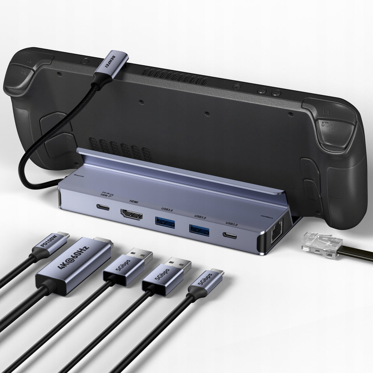 Benfei 6in1 Docking Station for Steam Deck - HDMI 4K 60Hz - RJ45 & 100W PD