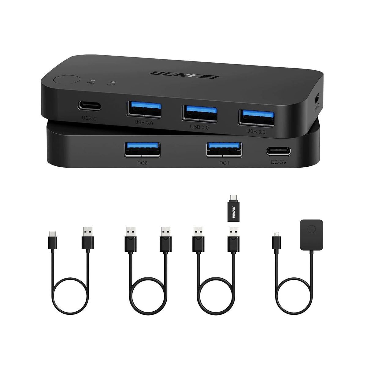 Benfei USB 3.0 Switch - KVM Switch 3x USB A 3.0 & 1x USB C 3.0