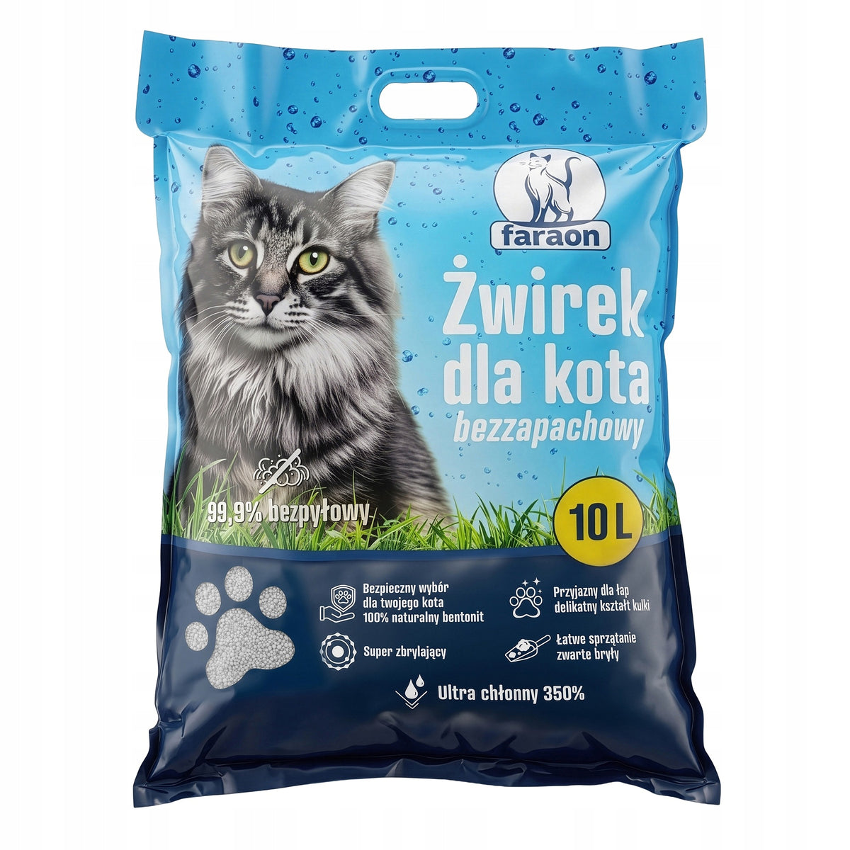 Bentonite Cat Litter 10L Faraon Clumping Dust-Free Natural