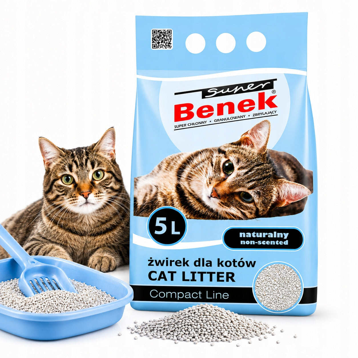 Bentonite Cat Litter Benek Compact 5L Fine Natural Clumping