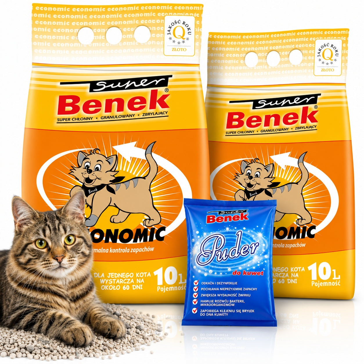 Bentonite Cat Litter Benek Economic 20L Clumping Litter for Litter Box