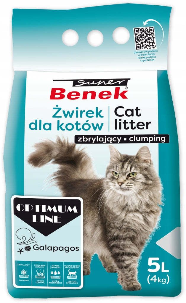 Bentonite Cat Litter Benek Optimum Galapagos 5L Marine Dust Removed Manufacturer code 5905397012641