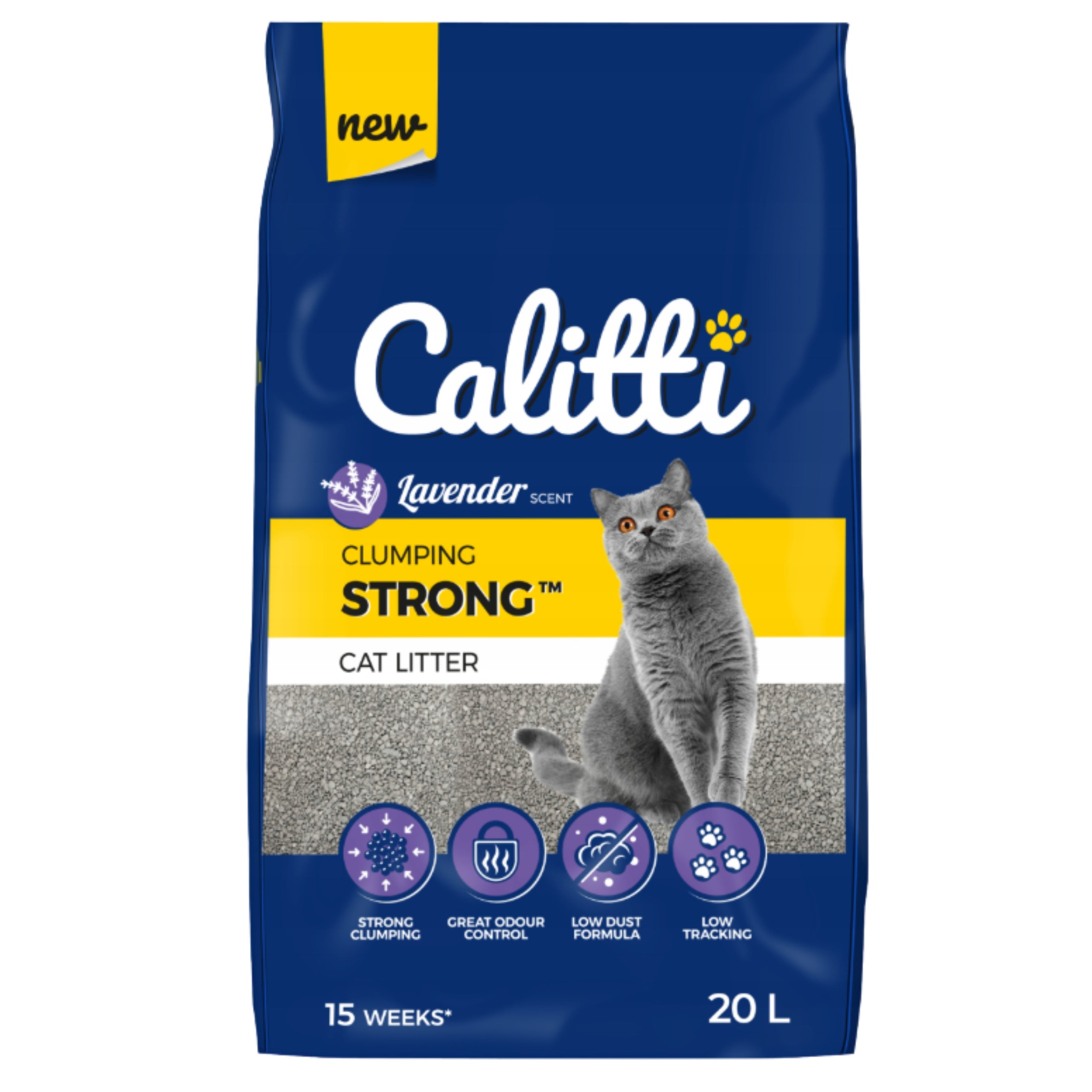 Bentonite Cat Litter CALITTI STRONG 20L LAVENDER CLUMPING