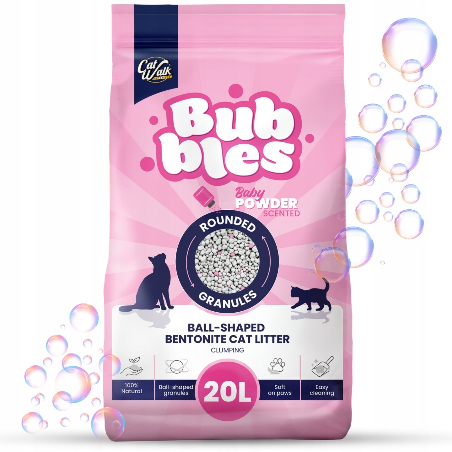 Bentonite Cat Litter Catwalk Bubbles POWDER SCENT 20L Manufacturer code CatWalk Bubbles Baby Powder 20L