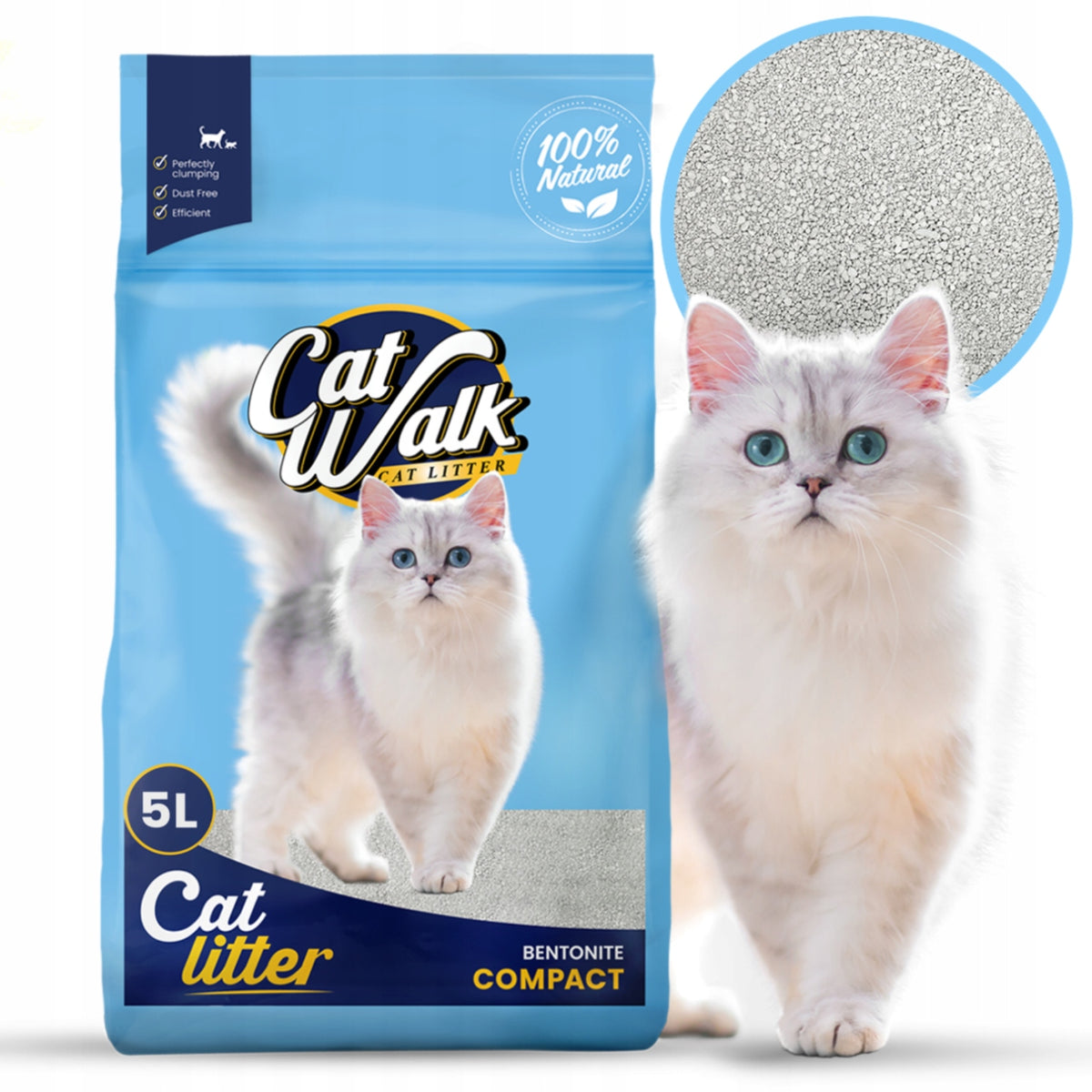 Bentonite Cat Litter Clumping COMPACT Unscented CatWalk 5L