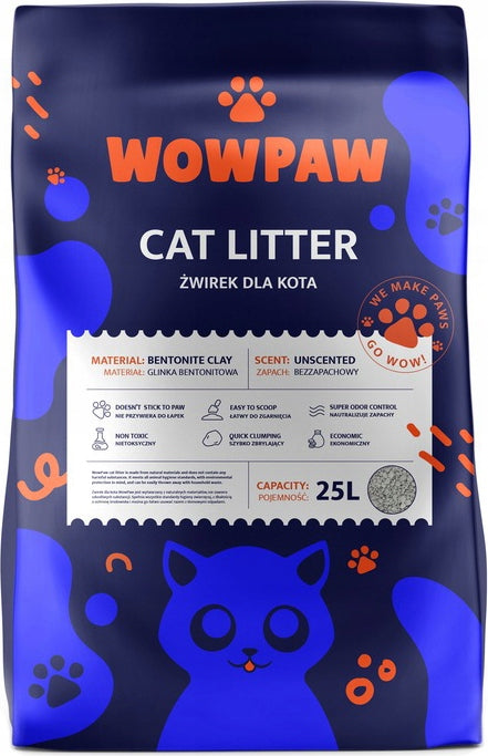Bentonite Cat Litter Clumping Natural Dust-Free UNSCENTED 25L Packaging status original