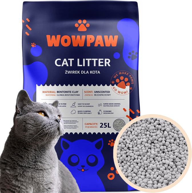 Bentonite Cat Litter Clumping Natural Dust-Free UNSCENTED 25L