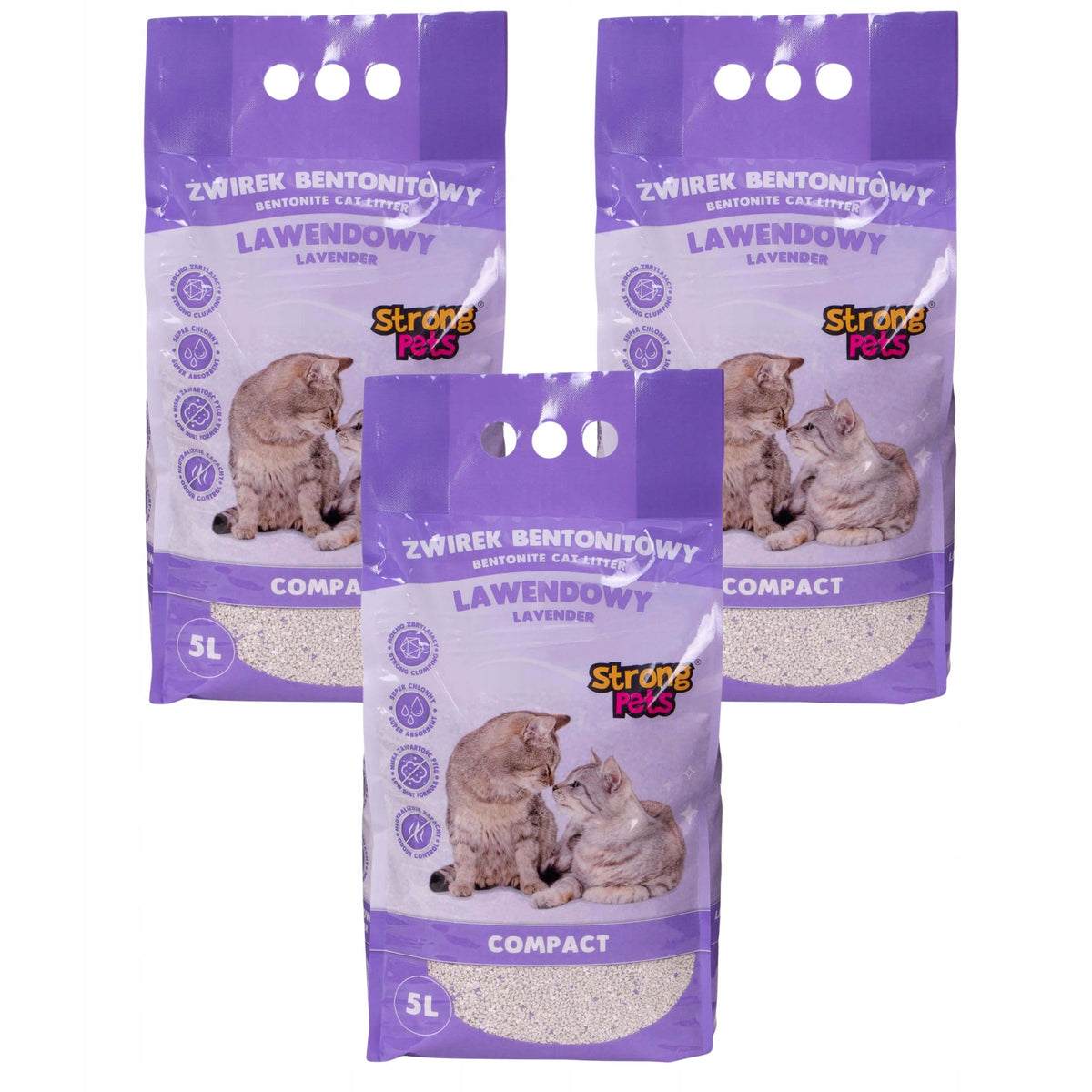 Bentonite Cat Litter Premium Compact Fine Lavender Dust-Free 3x5L
