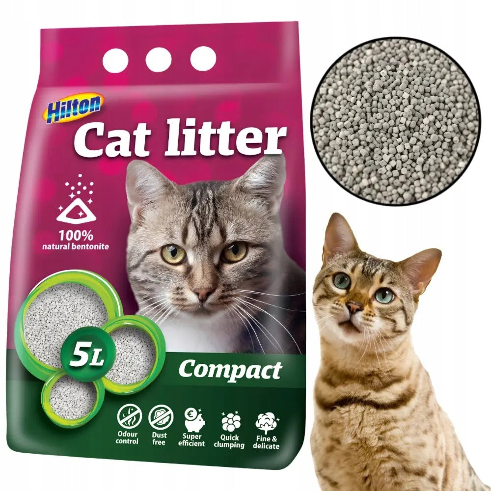 Bentonite Litter Compact Clumping for Cat 2x5L Hilton Brand Hilton