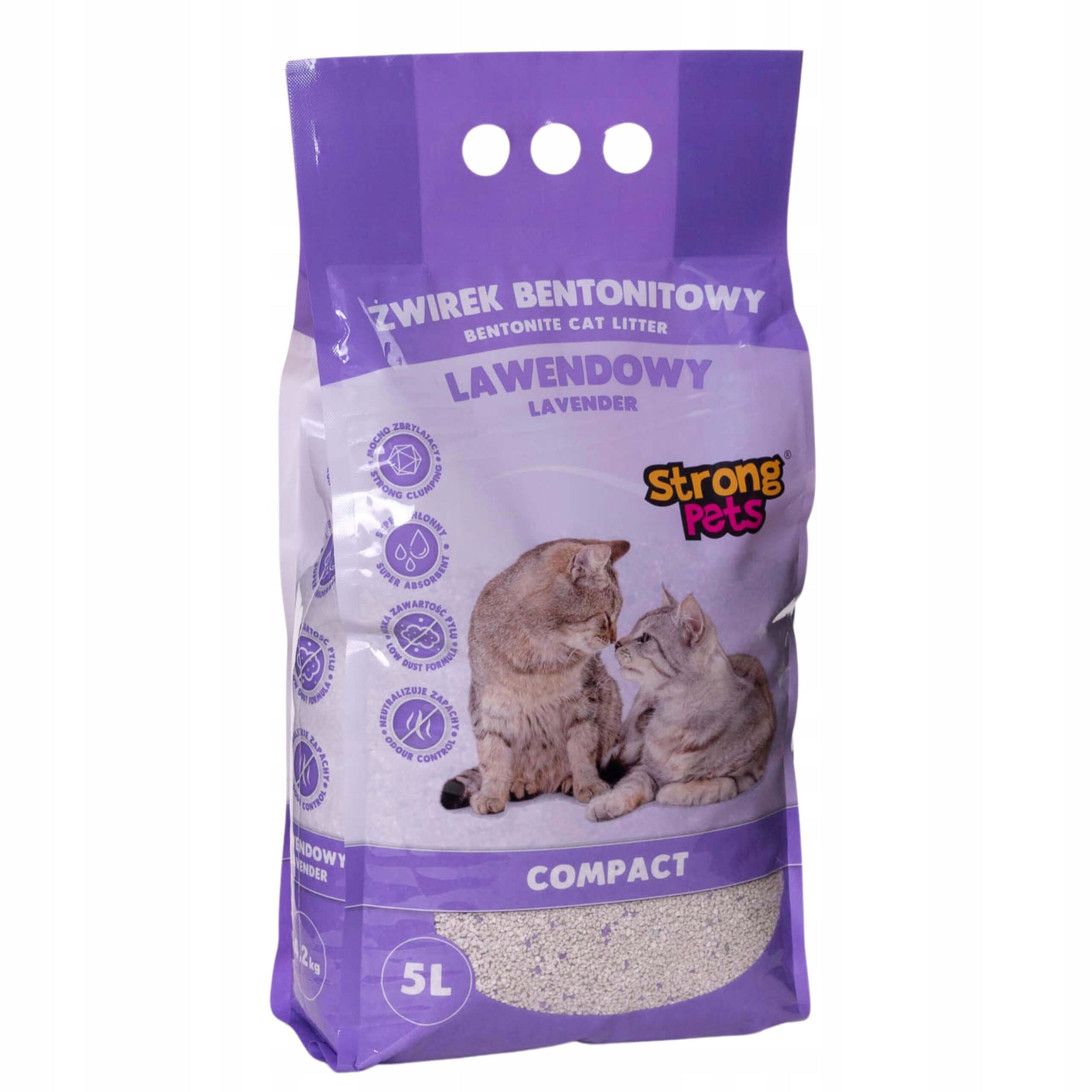 Bentonite Litter For Cat Lavender Fine Clumping 5L Strong Pets
