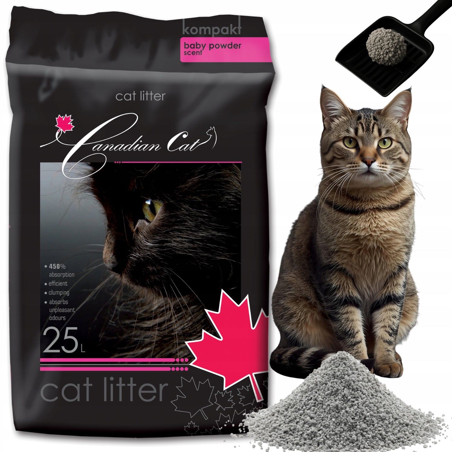 Bentonite Litter for Cat Benek Canadian Baby Powder 25L Dusted Fine