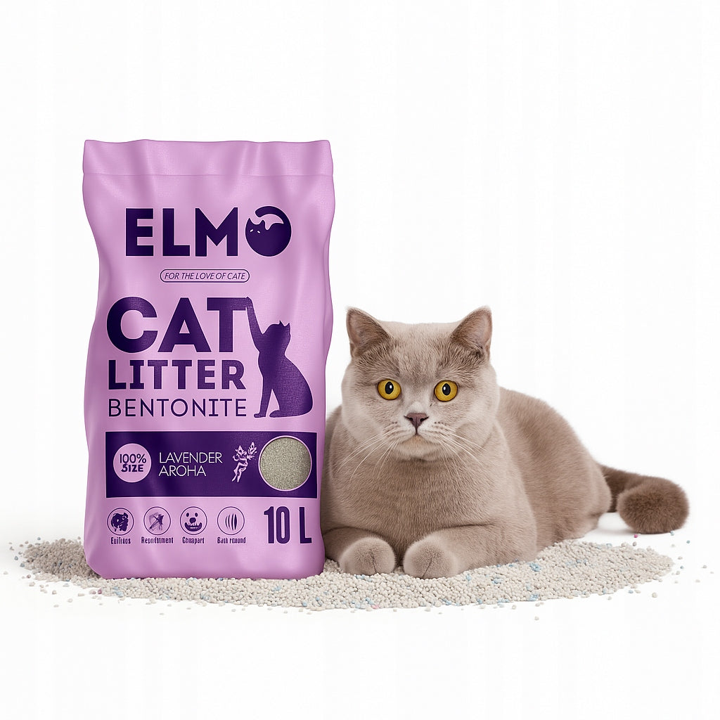 Bentonite Litter for Cat Clumping FINE ELMO LAVENDER 3x10l EAN (GTIN) 5905940342713