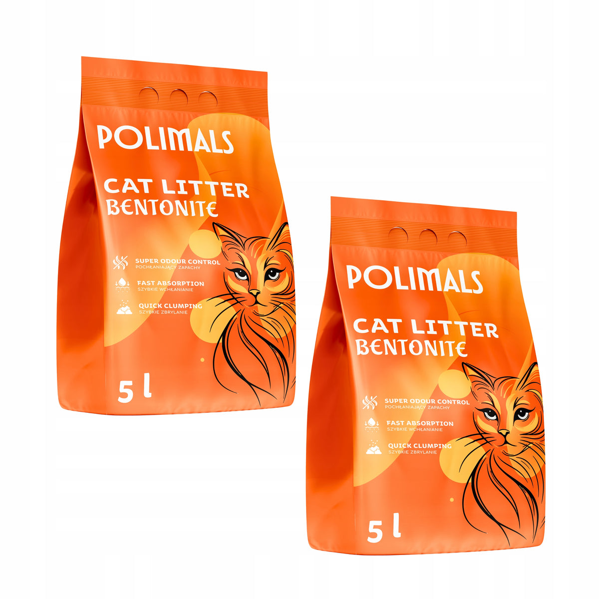Bentonite Litter for Cat Compact Natural Polimals 2 x 5 L