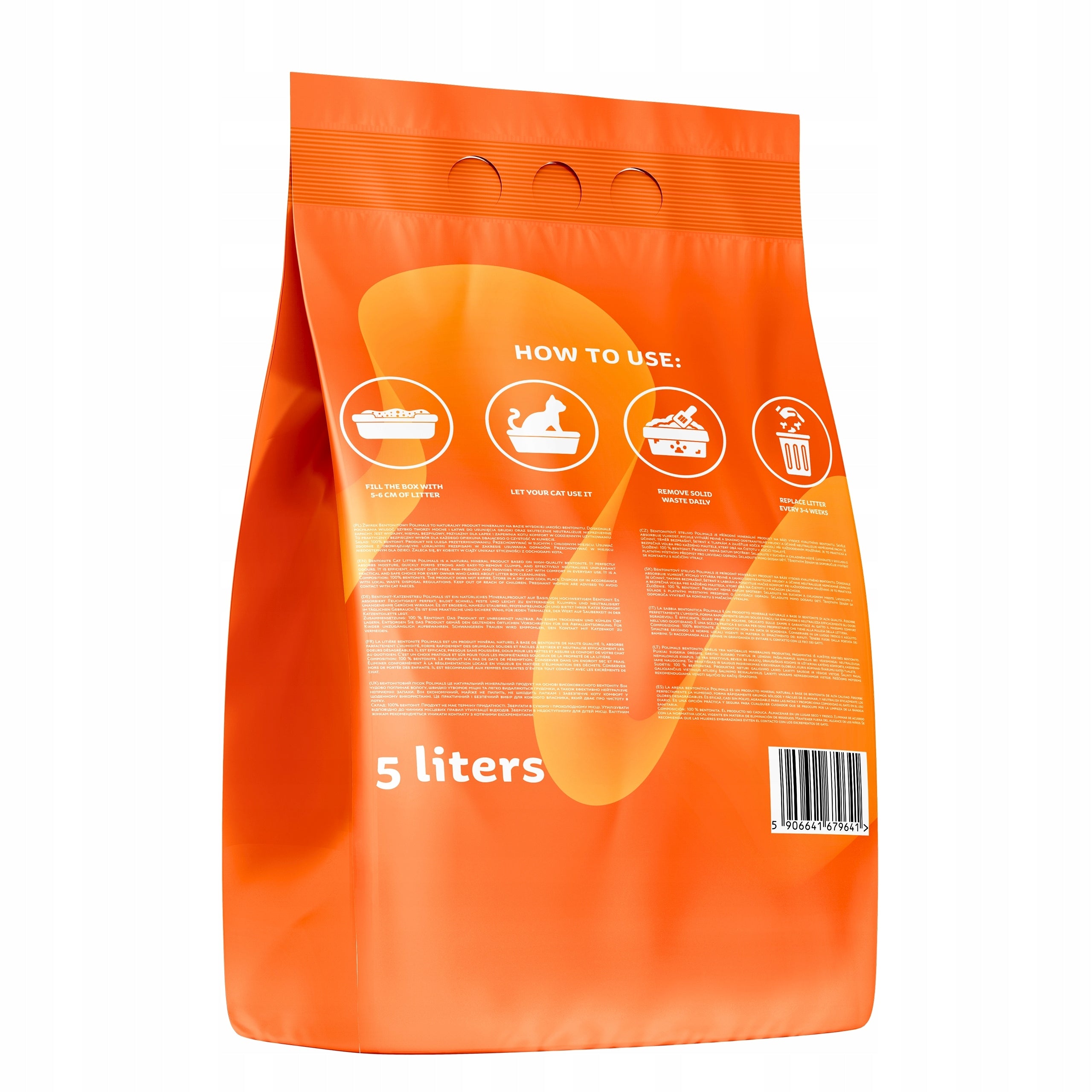 Bentonite Litter for Cat Compact Natural Polimals 5 L Fine Grain Kind bentonite