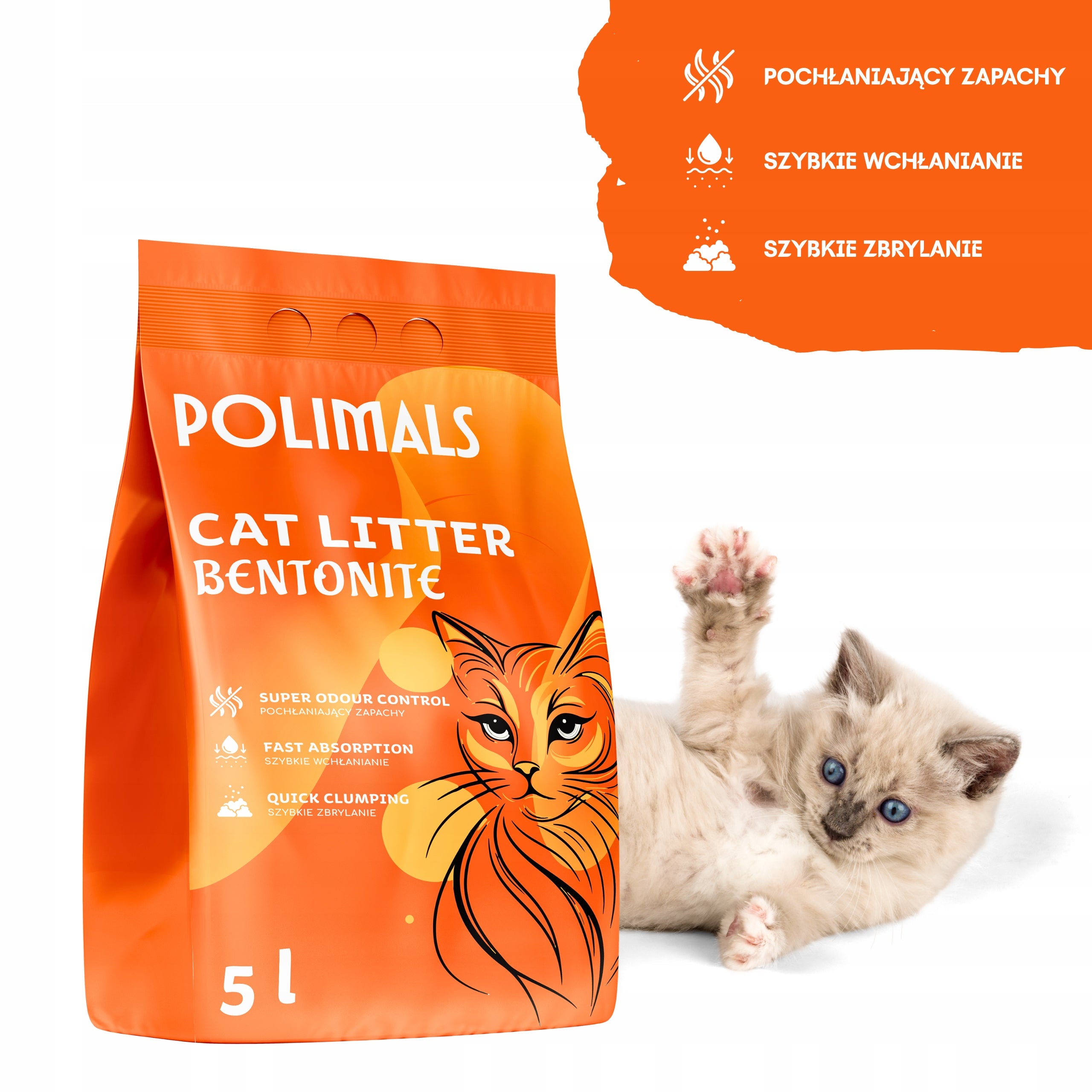 Bentonite Litter for Cat Compact Natural Polimals 5 L Fine Grain Manufacturer code 5906641679641
