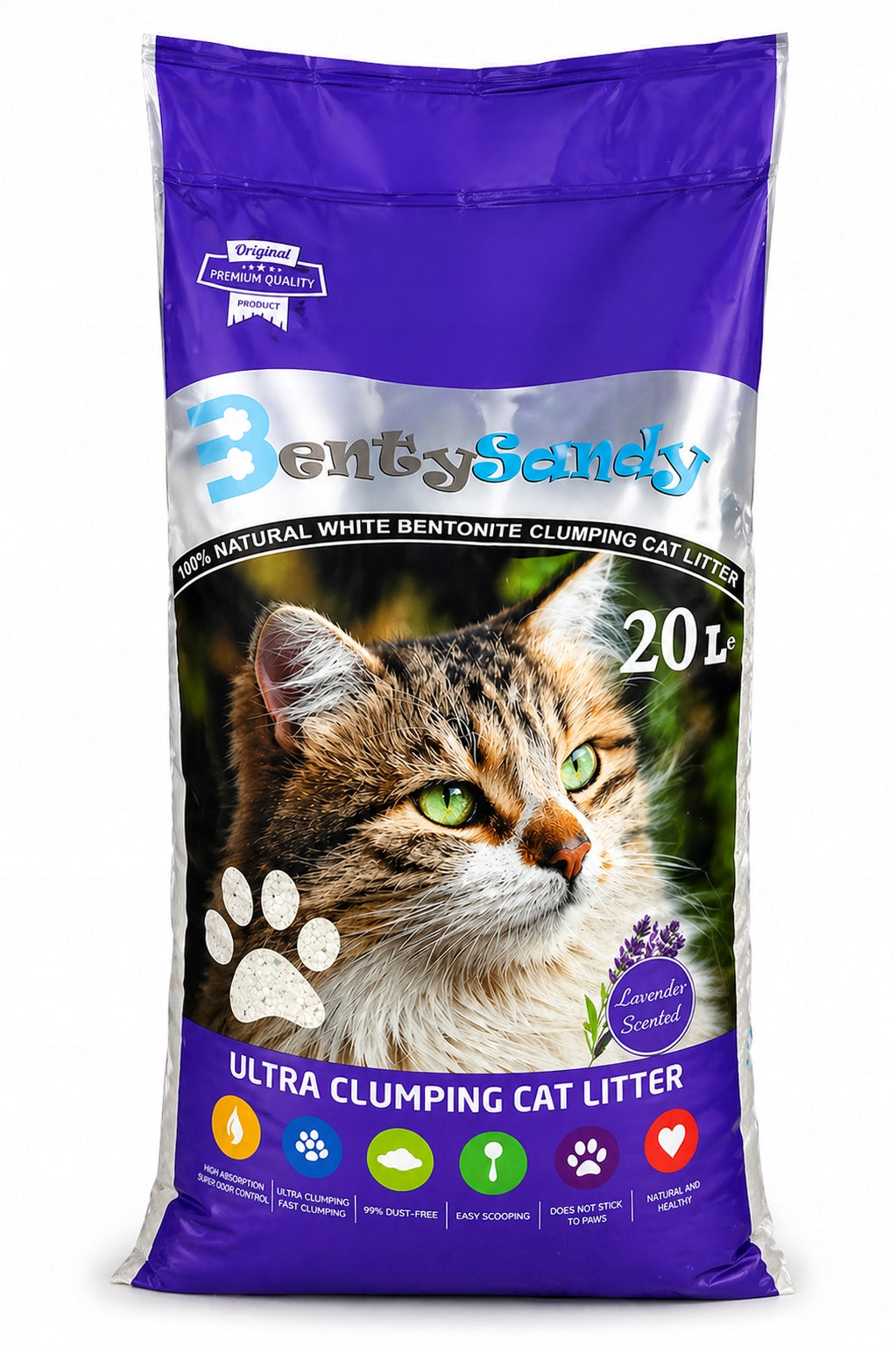 Bentonite cat litter BENTY SANDY lavender 20L for cat litter box Manufacturer code 09541