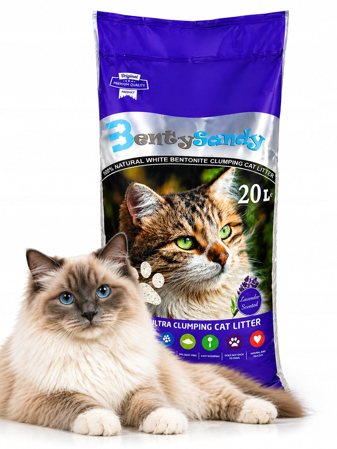 Bentonite cat litter BENTY SANDY lavender 20L for cat litter box