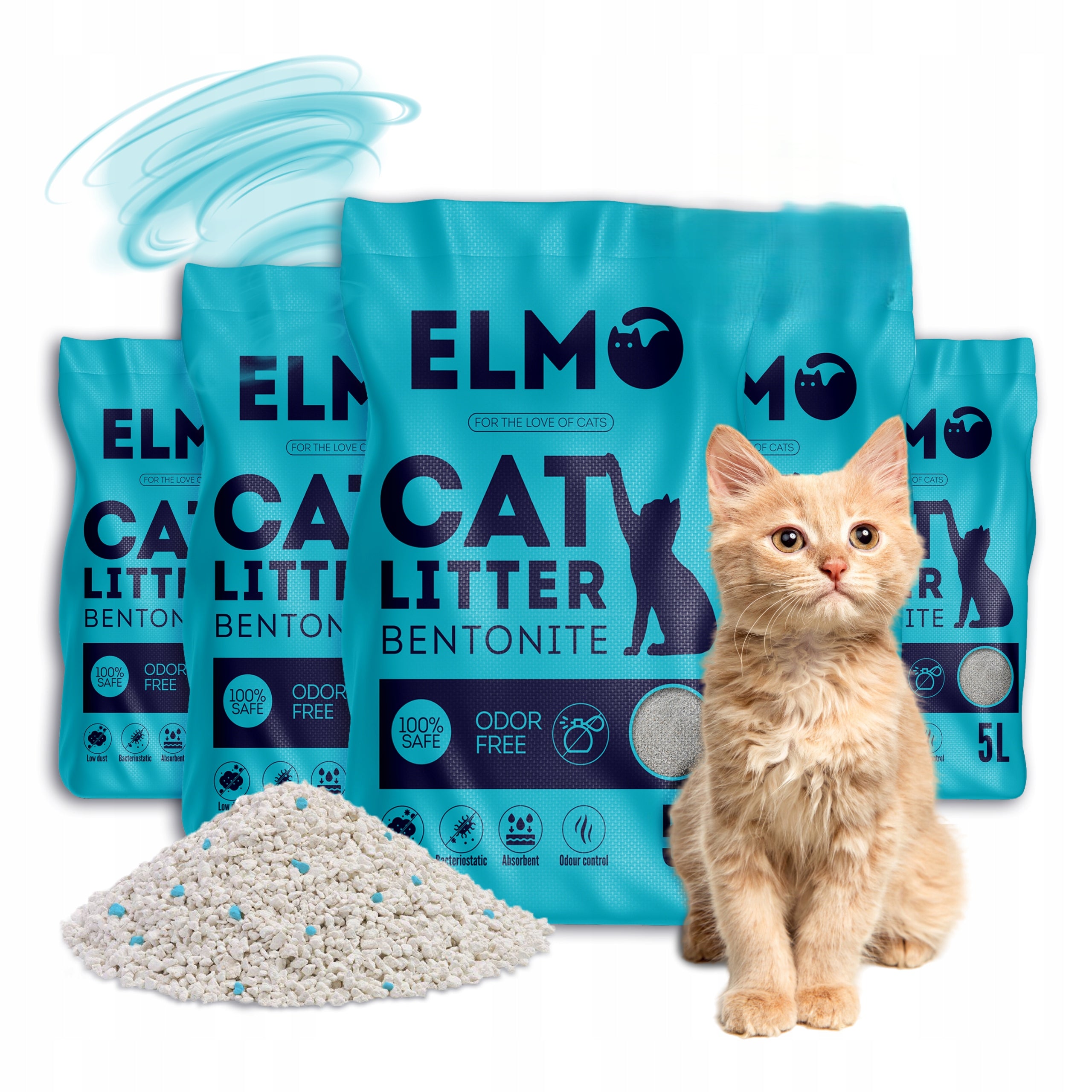 Bentonite cat litter ELMO fine unscented 25l-5x5l