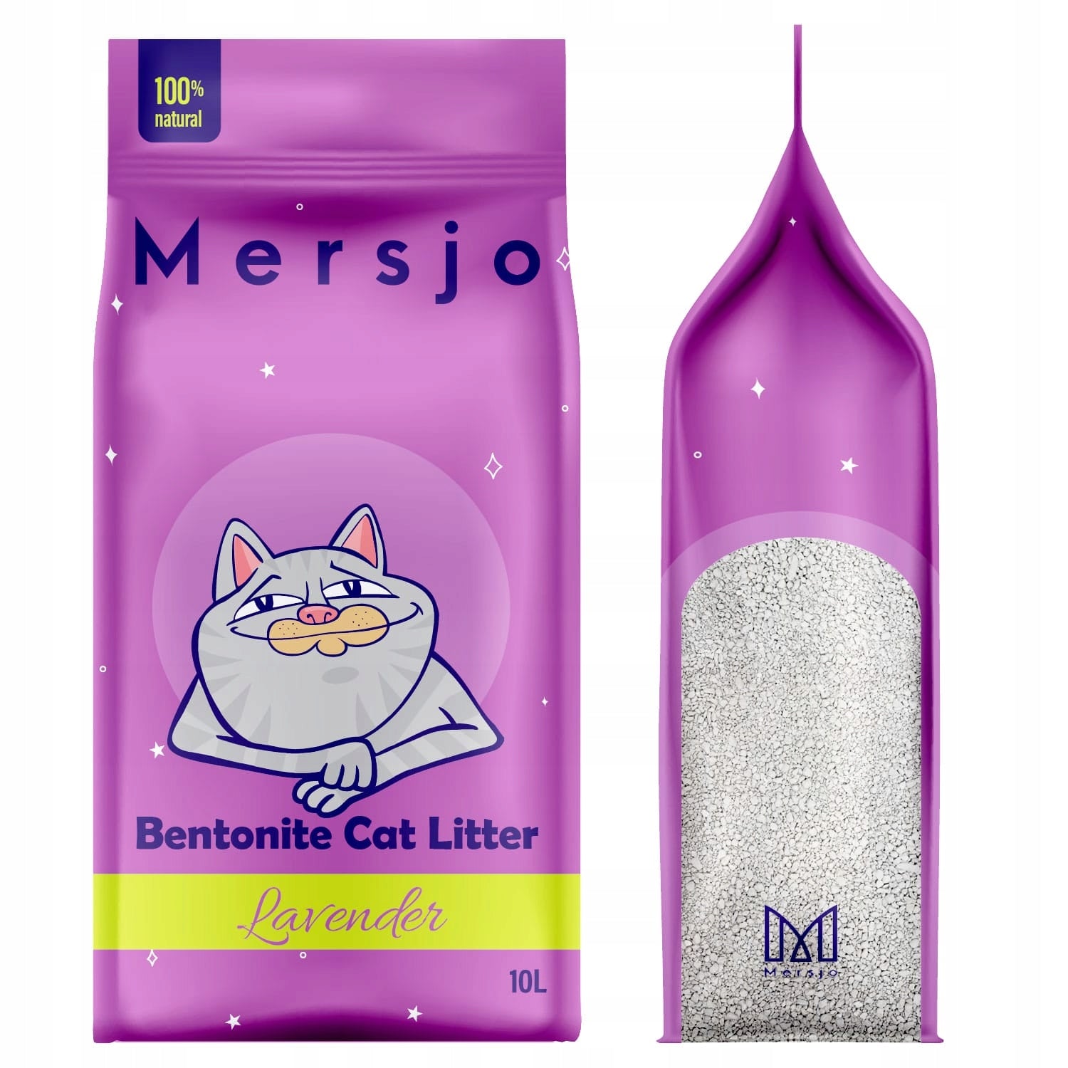 Bentonite litter for cats lavender LAVENDER 10l Manufacturer code BENT MERSJO LAVENDER 10L