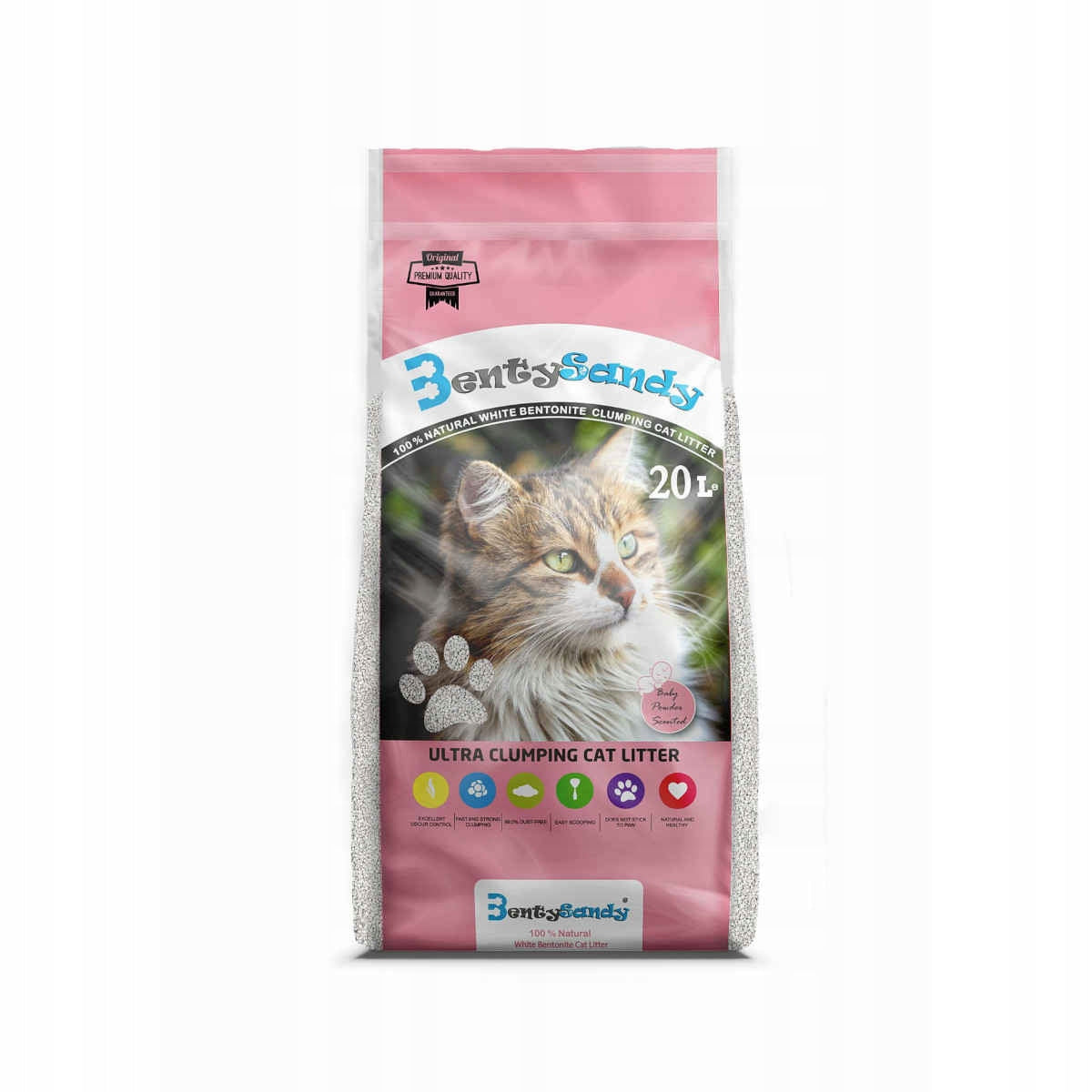 Benty Sandy Baby Powder Bentonite Litter White 20L