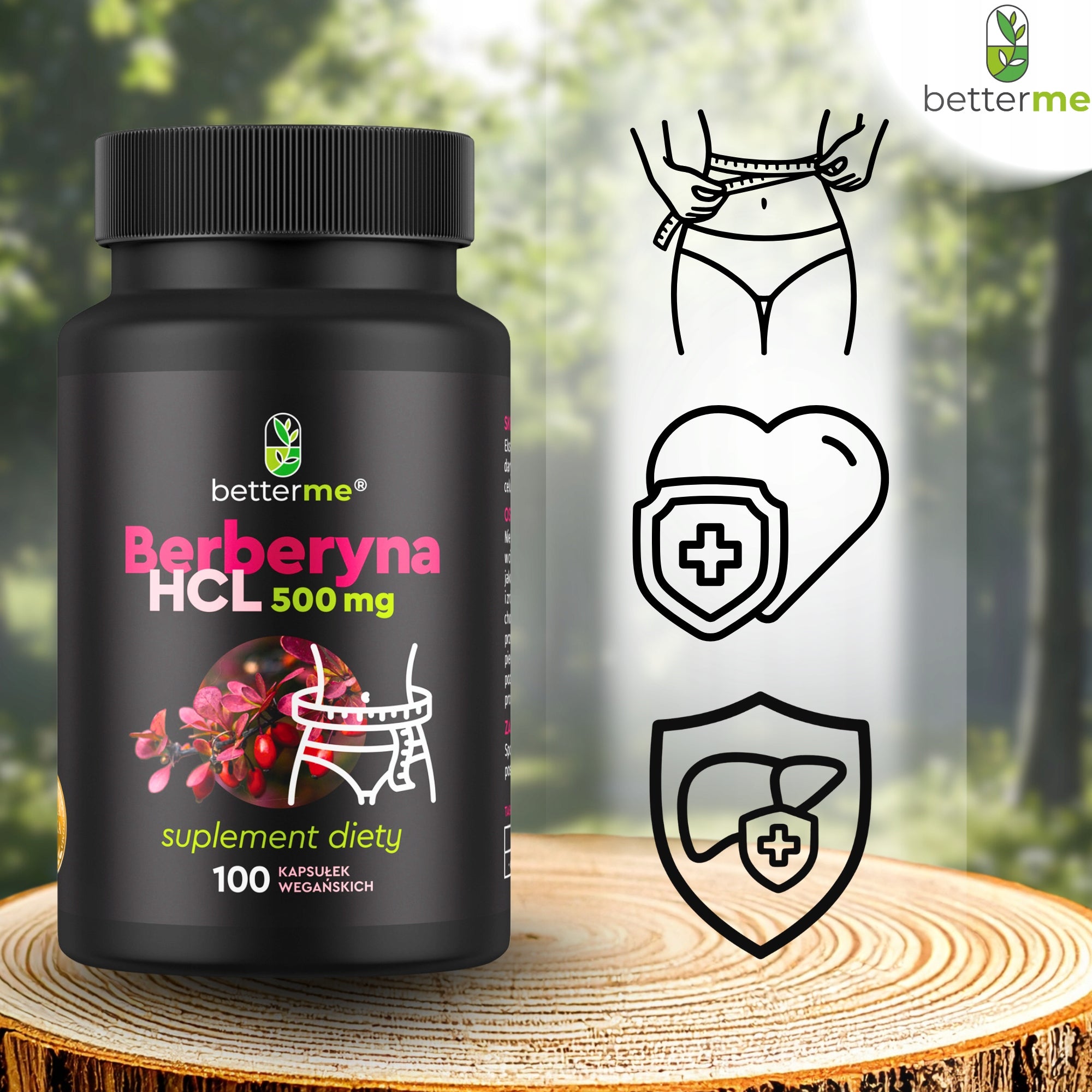 Berberine HCL 500 mg 98% BetterMe 100 capsules VEGE – dietary supplement Packaging status original