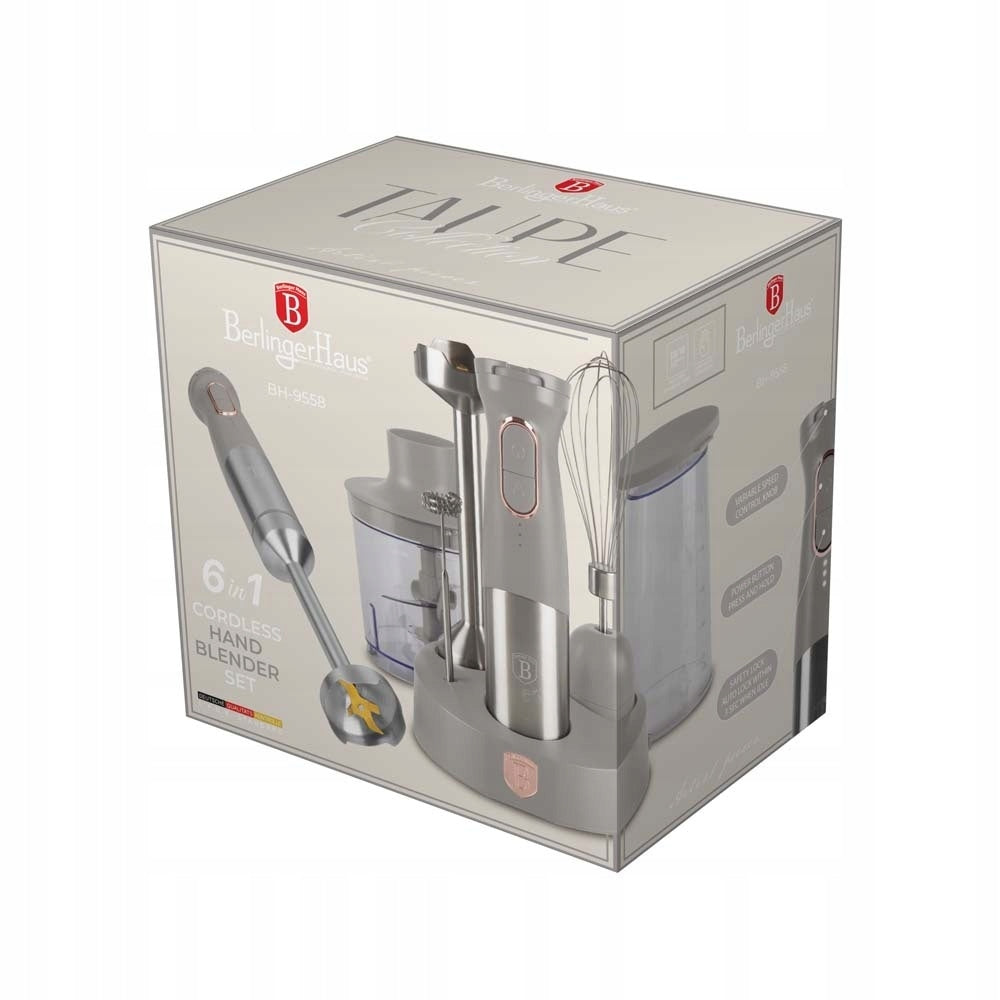 BerlingerHaus Taupe Collection Wireless Multifunction Hand Blender Model BH 9558