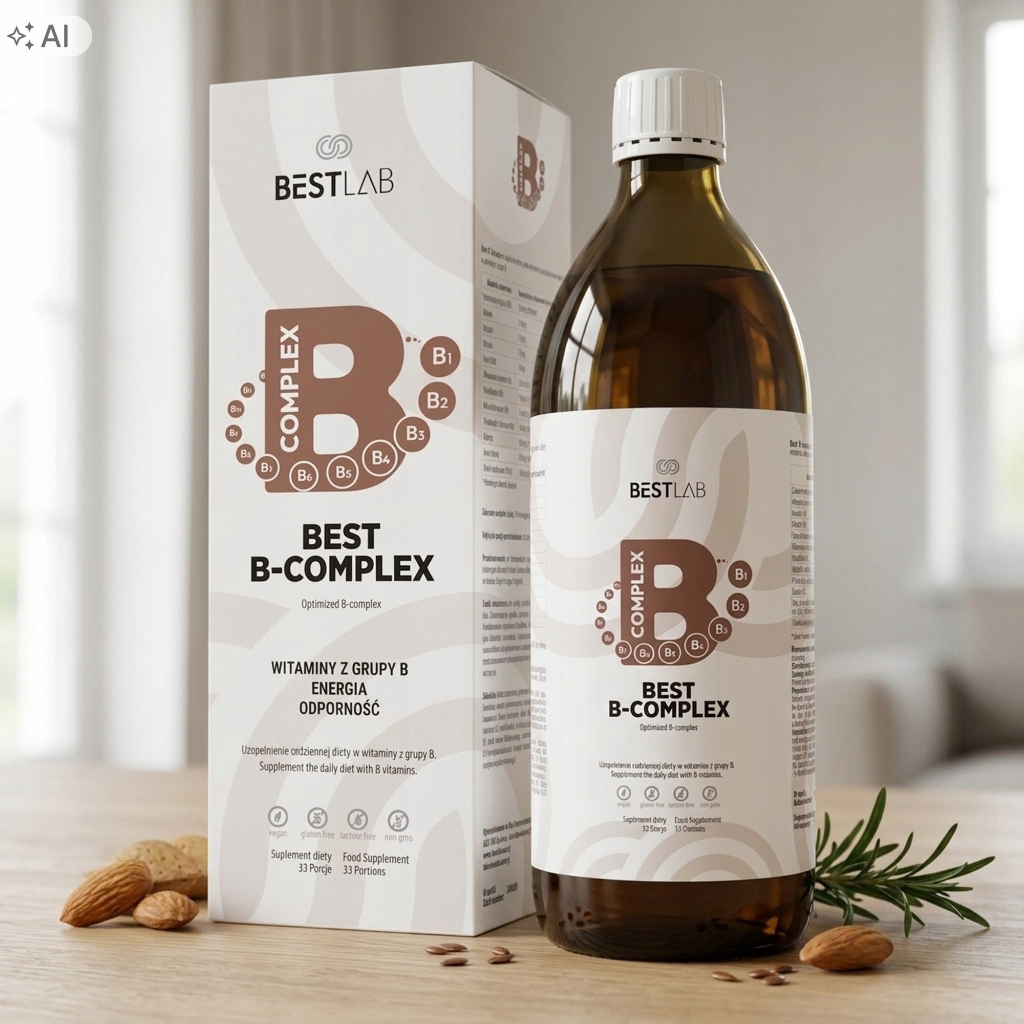 Best Lab B-Complex 500 ml - liquid vitamin B, active methylated forms Packaging status original