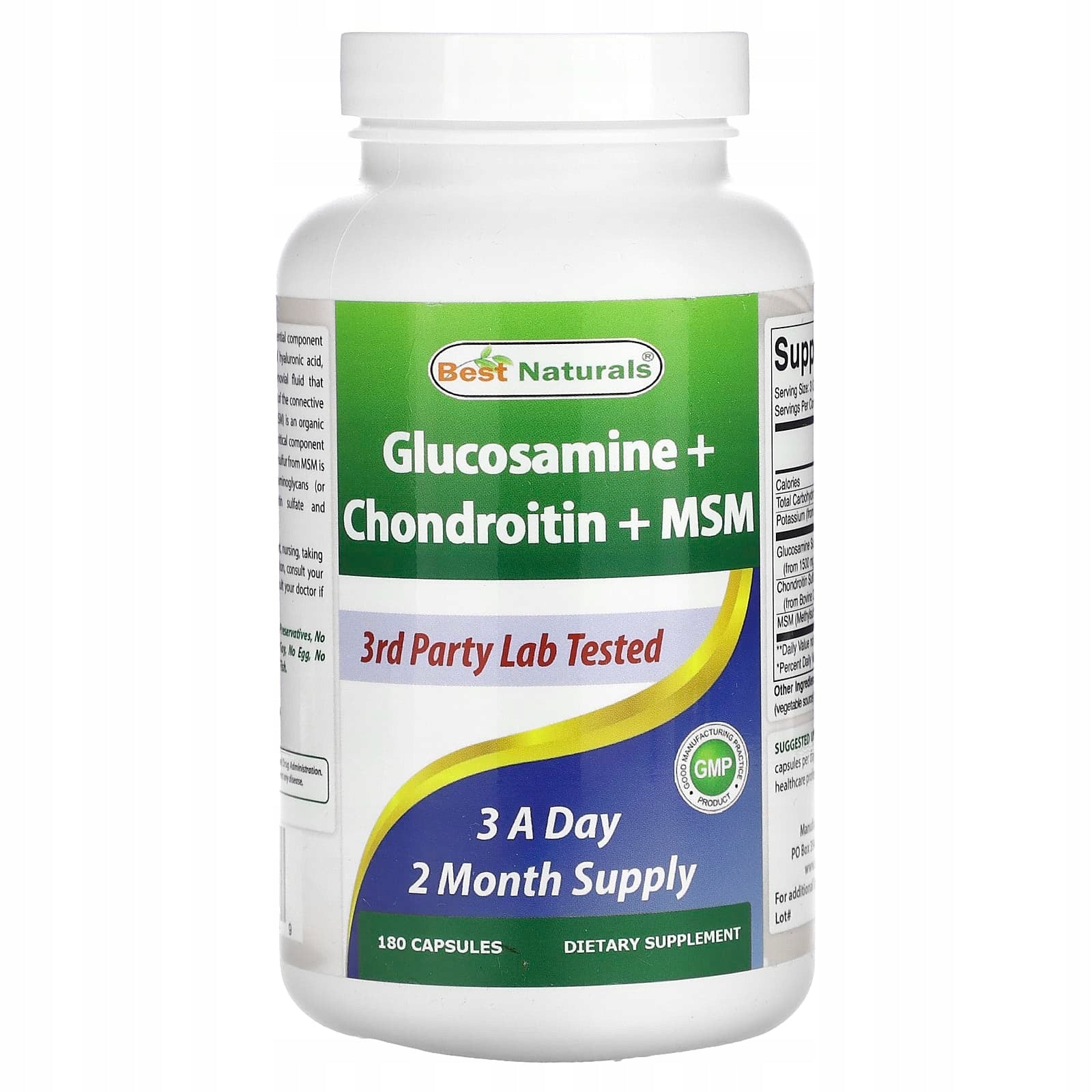 Best Naturals, Glucosamine + Chondroitin + MSM, 180 capsules