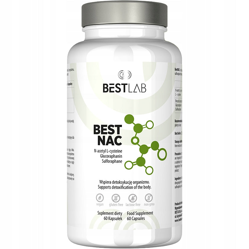 BestNAC BestLab Best Lab N-acetyl L-cysteine Sulforaphane Detox 60 capsules Brand Best Lab