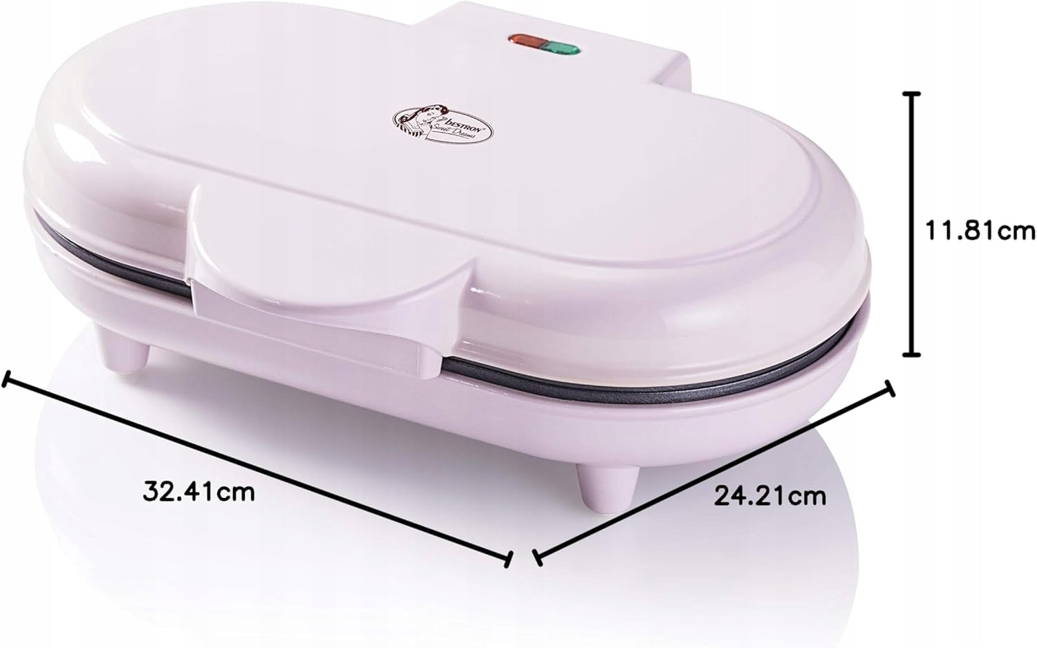 Bestron ADWM1000P waffle iron double heart shape 1000W pink Model ADWM1000BL