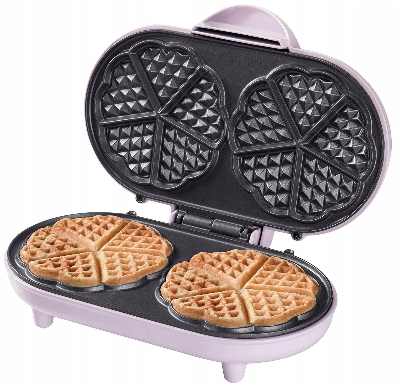Bestron Heart Waffle Iron 1000W Pink Nonstick Coating