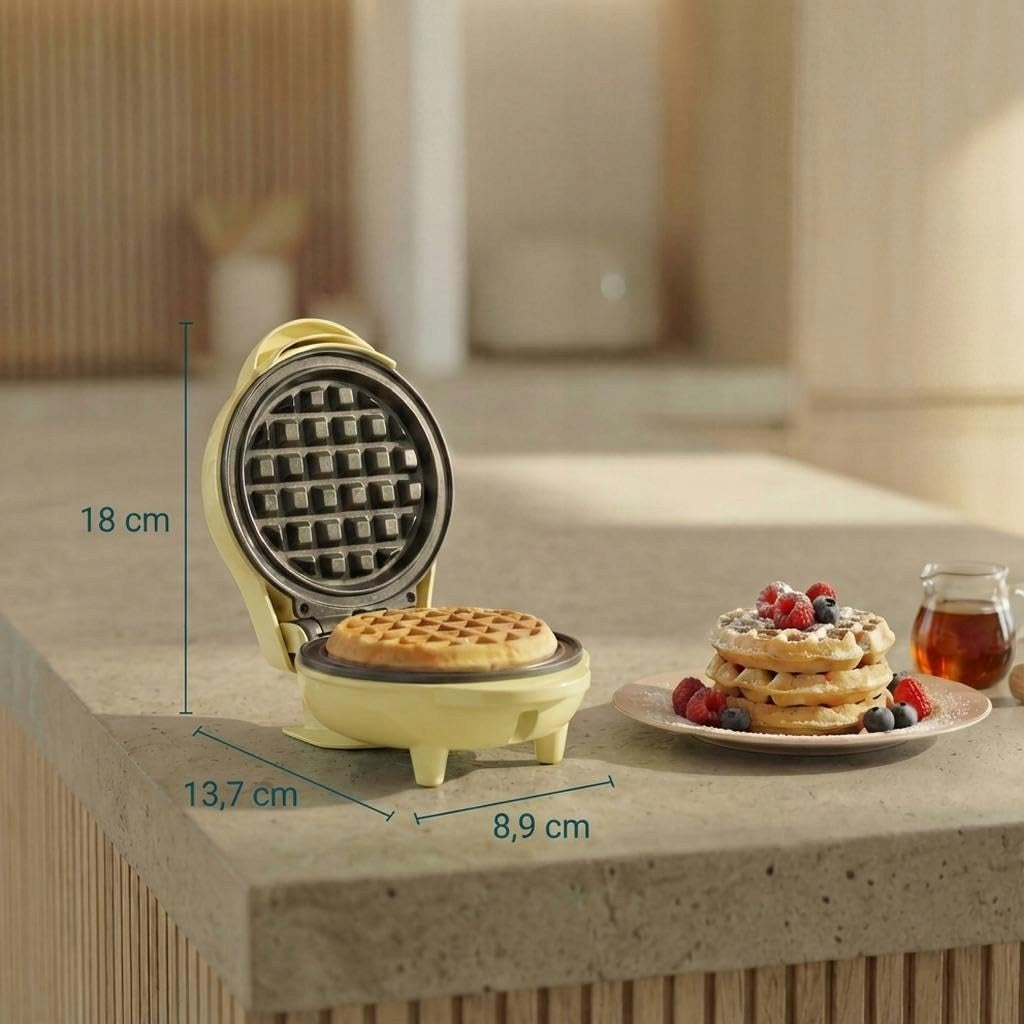Bestron Mini retro waffle iron yellow non-stick coating Power rating 550 W