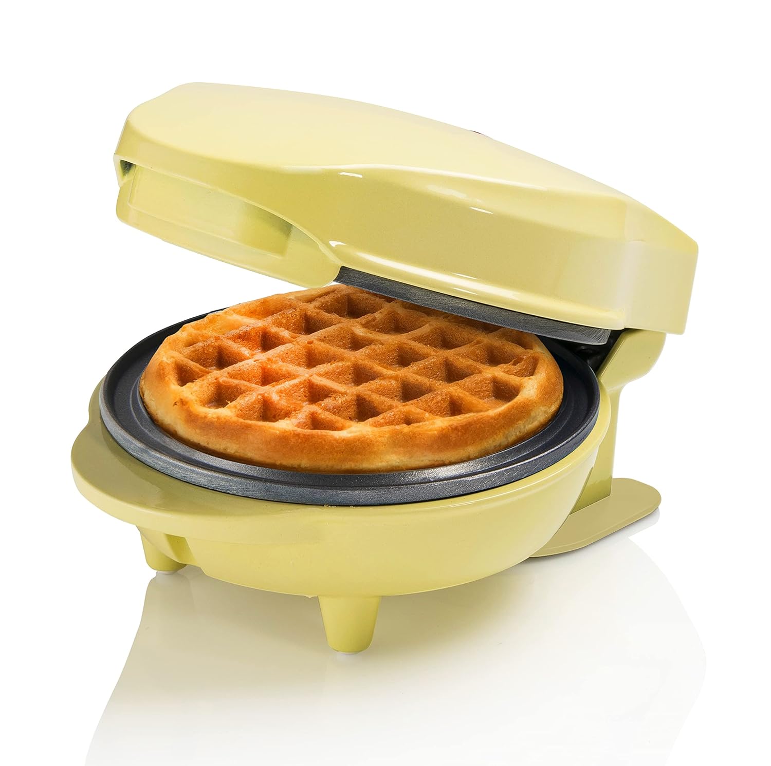 Bestron Mini retro waffle iron yellow non-stick coating