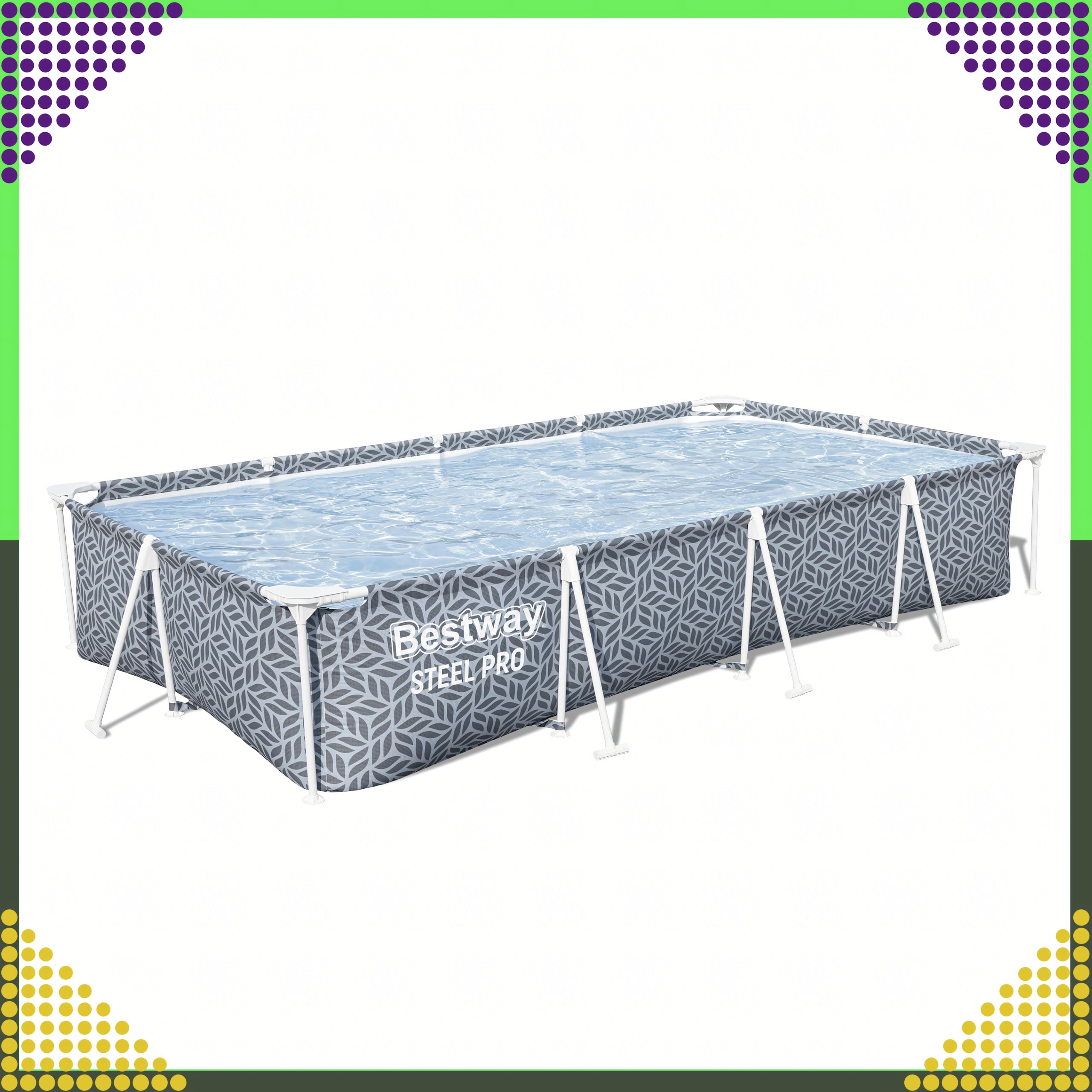 Bestway 561FV Steel Pro Pool Framed Rectangular Garden 366x201x66 cm Height 66 cm