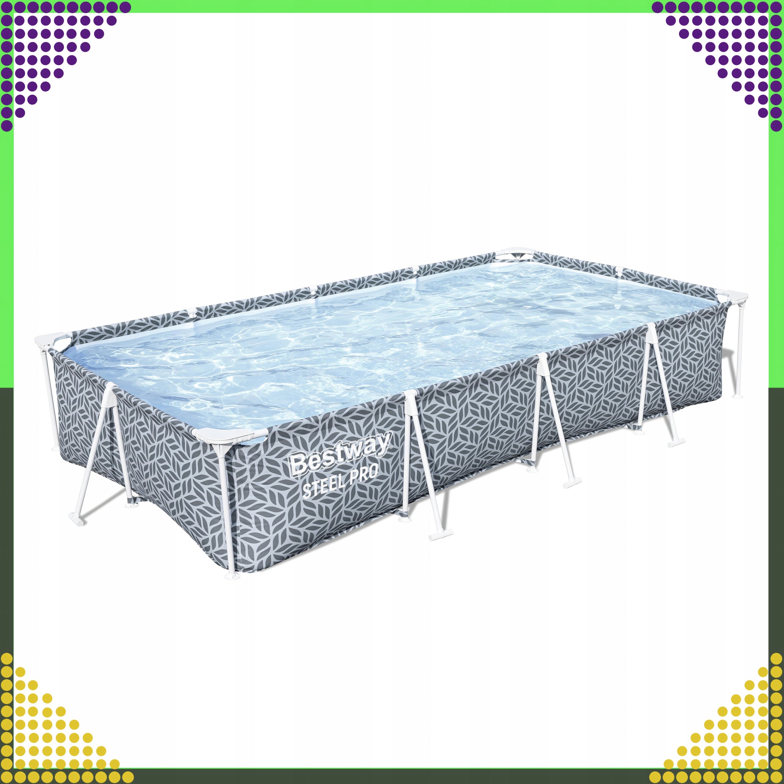 Bestway 561FV Steel Pro Pool Framed Rectangular Garden 366x201x66 cm Volume 4000 l