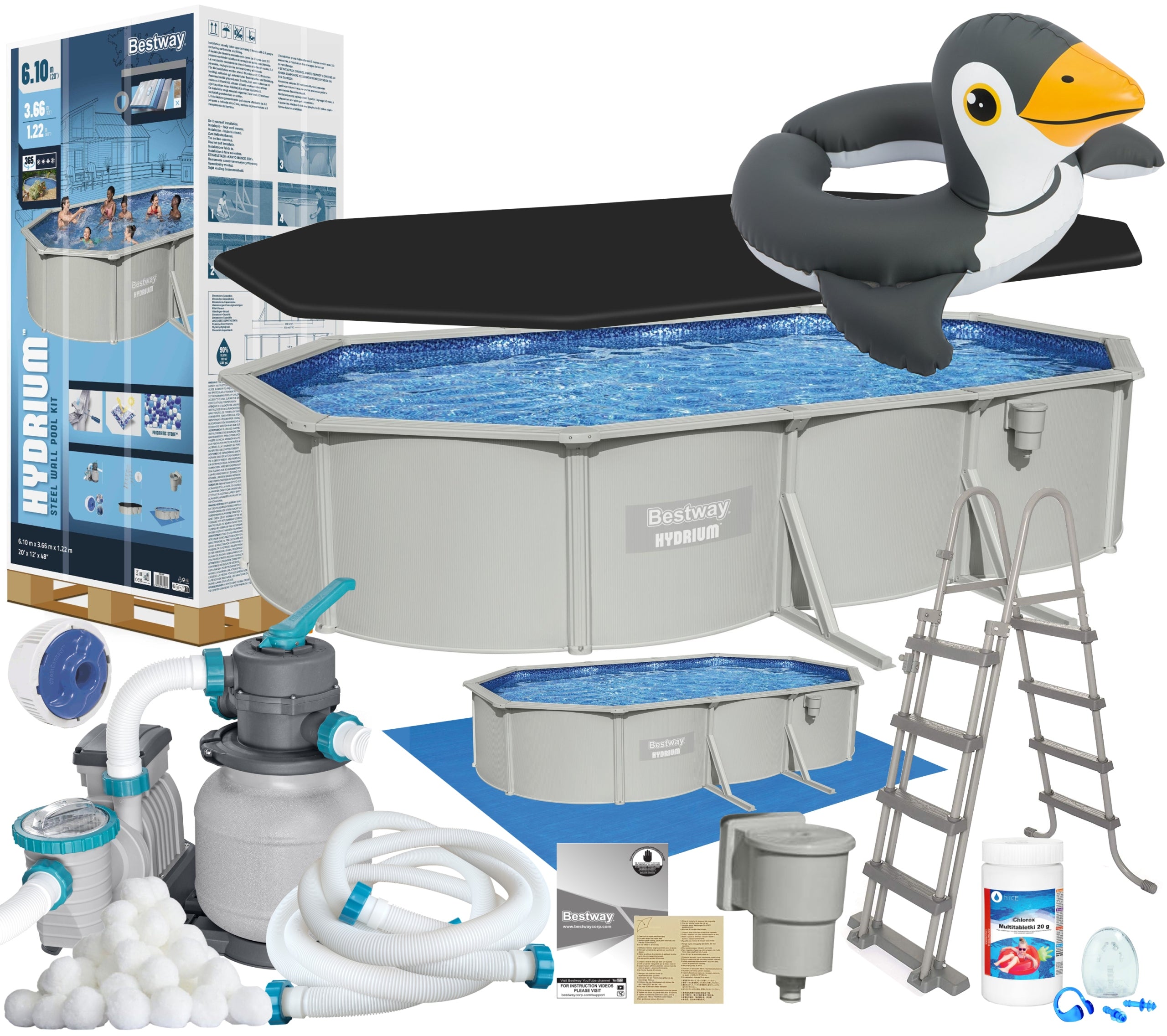 Bestway 56369 Garden Pool Year-round 610x366x122cm Skimer Pump Chlorine