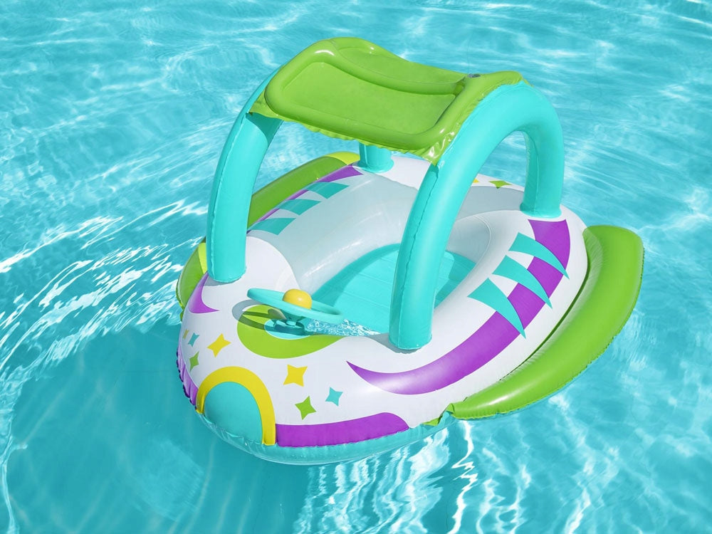 Bestway Inflatable Pontoon with Canopy Boat with Bottom Steering Wheel + Horn 34149 EAN (GTIN) 6941607308462