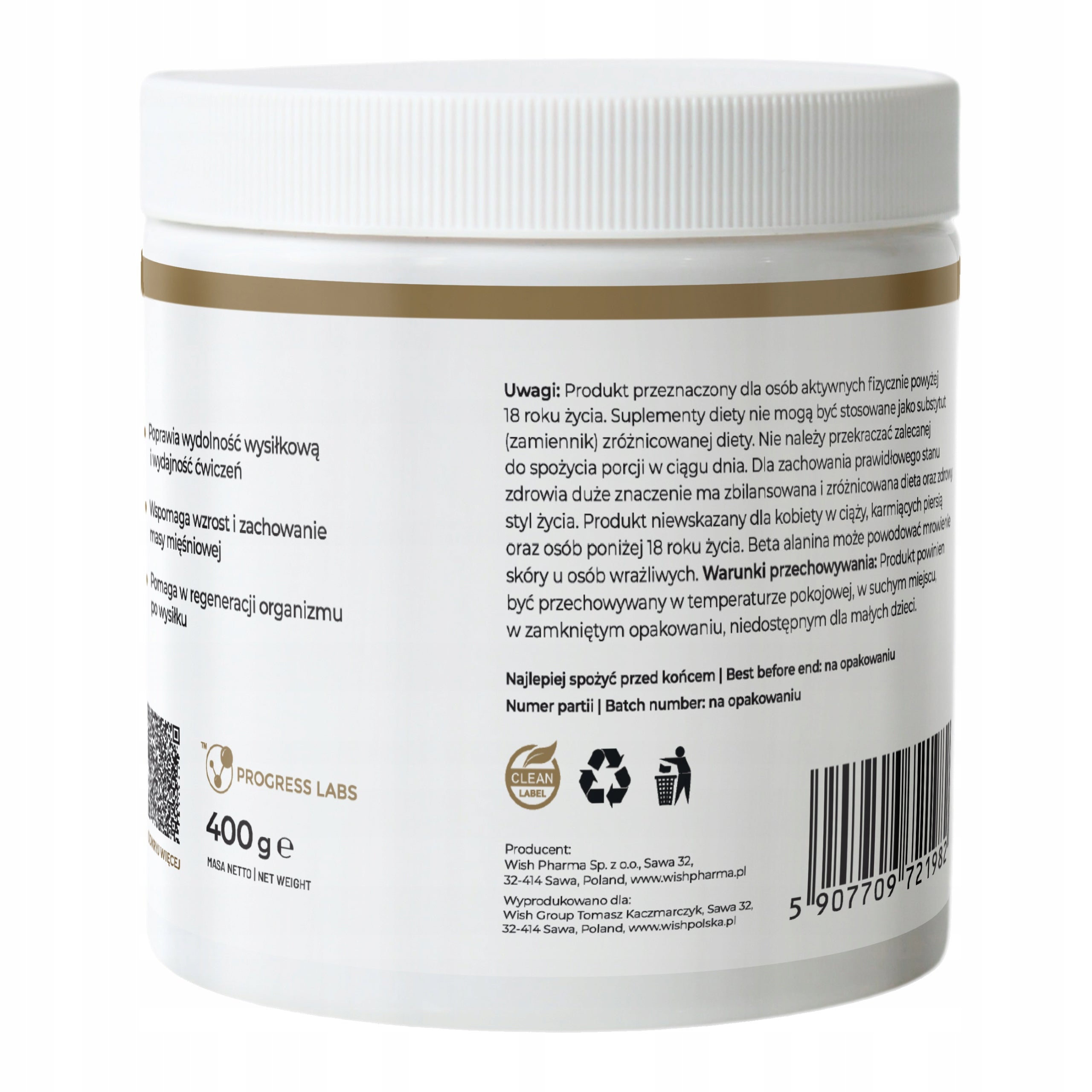 Beta Alanine 800g blackcurrant flavour STRENGTH AND ENDURANCE MUSCLE MASS Brand Progress Labs