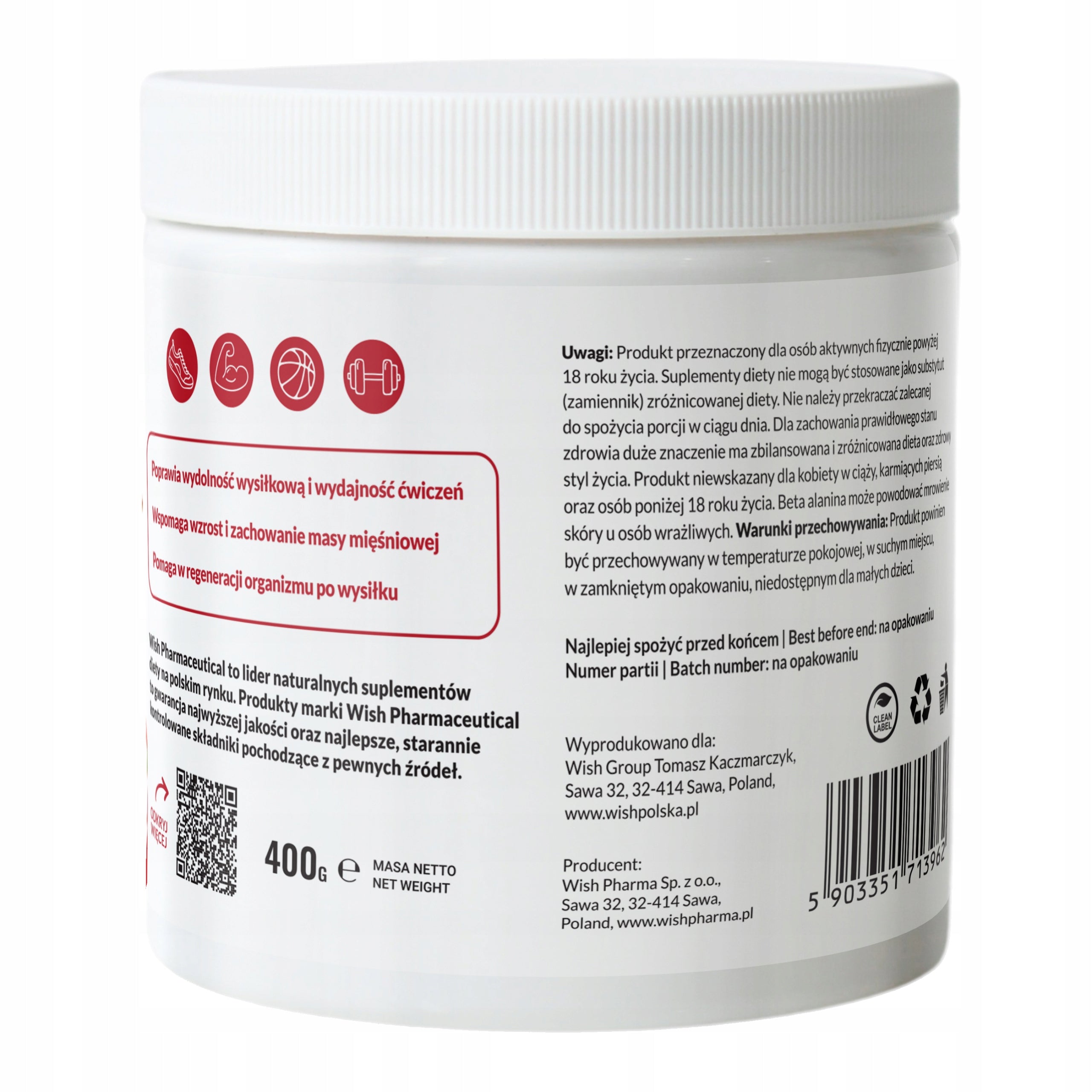 Beta Alanine 800g taste cherry STRENGTH PUMP STIMULATION ENERGY STRENGTH Packaging status original
