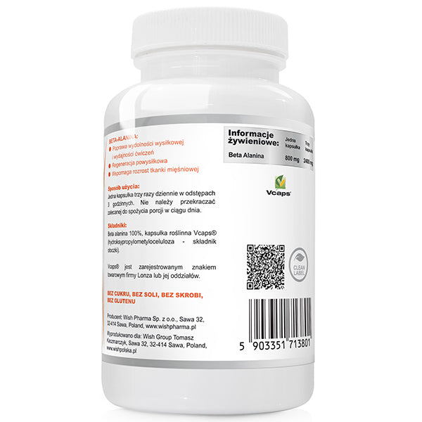 Beta Alanine 800mg STRONG PUMP STIMULATION STRENGTH ENERGY 240 kap EAN (GTIN) 5903351713801