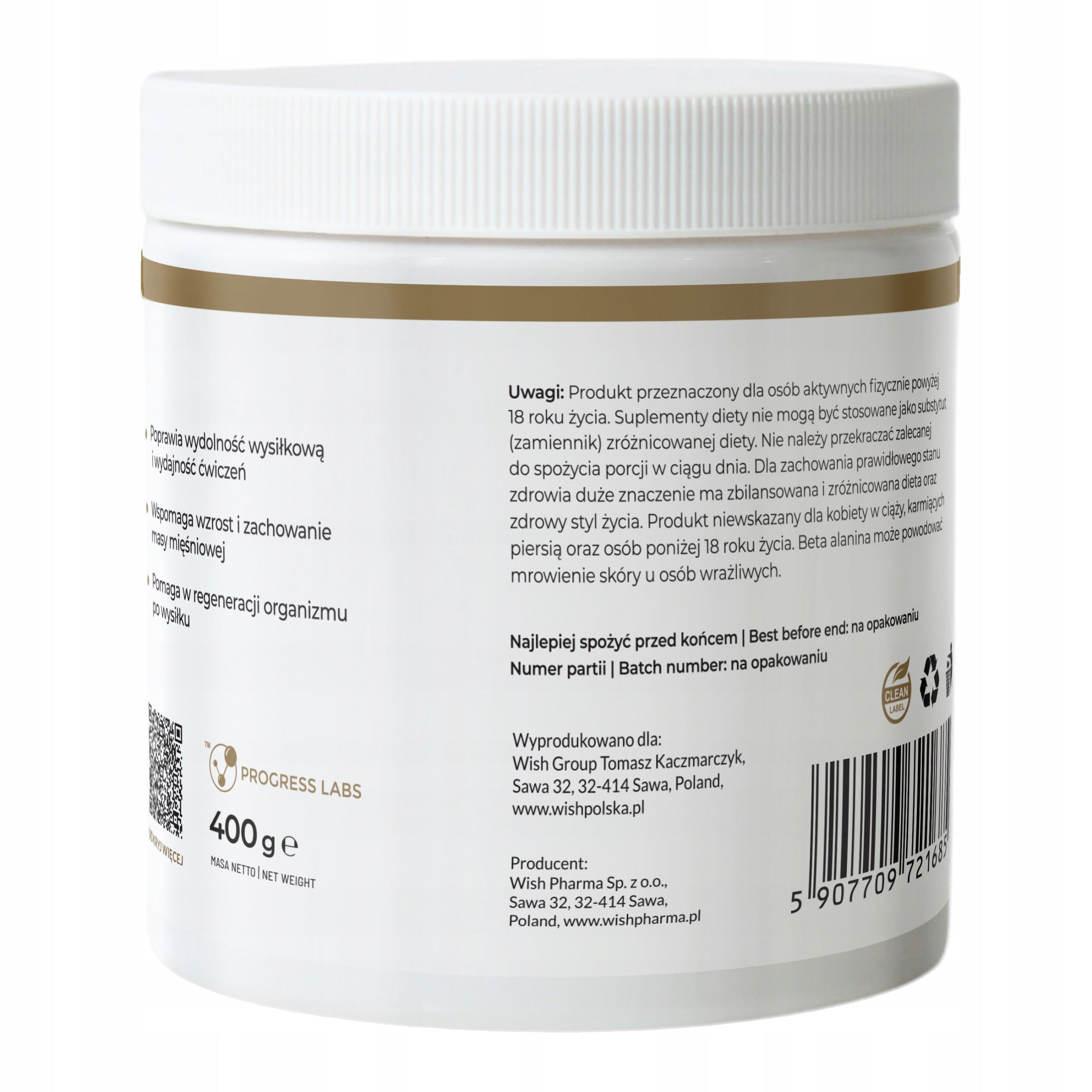 Beta Alanine Natural Taste Muscle Regeneration Pre-workout 400 g Expiration date not specified
