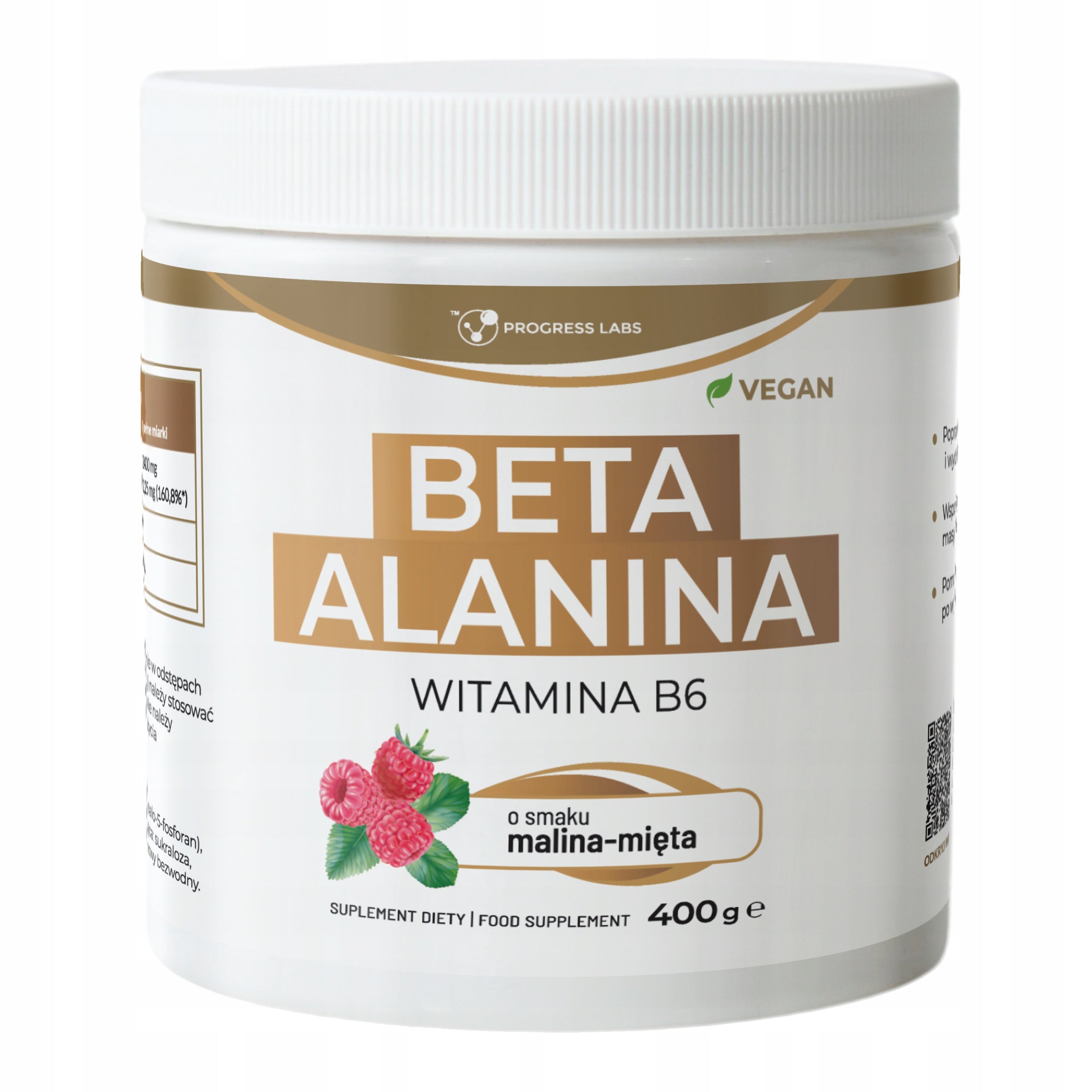 Beta Alanine Powder Raspberry-Mint Vitamin B6 Beta Alanine Strength 400 g