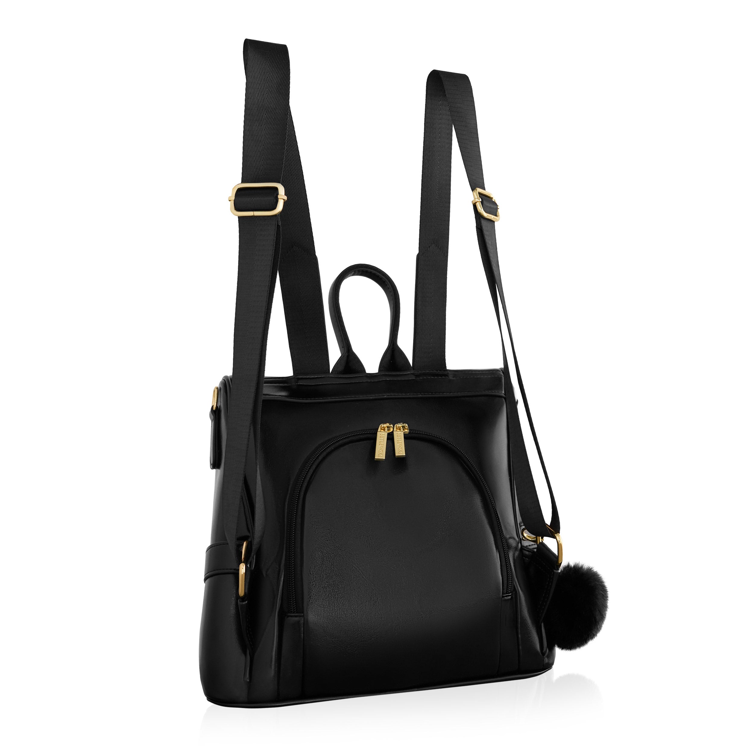 Betlewski Women's backpack 2in1 eco leather zip pockets roomy Manufacturer code BPF-01 CZARNY
