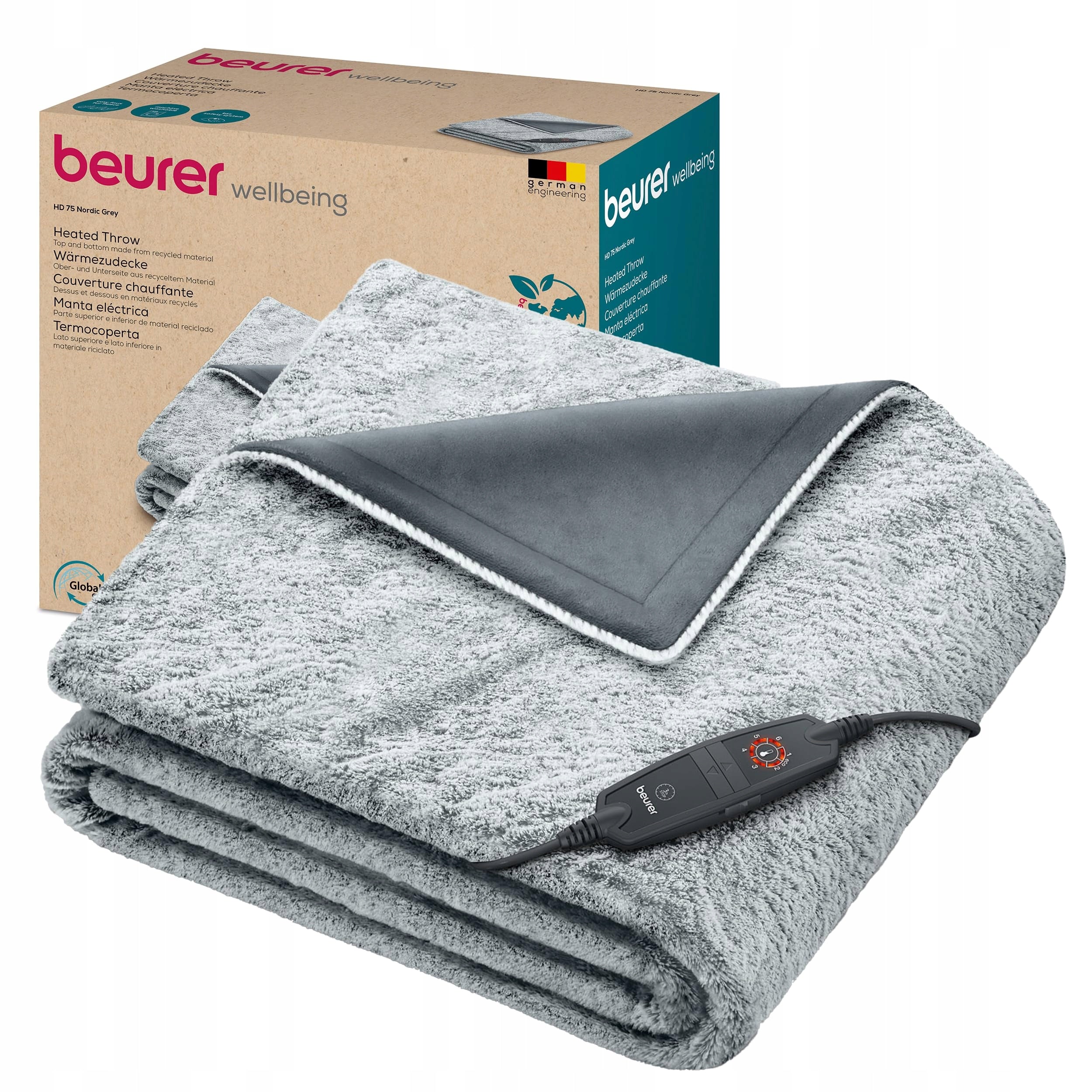 Beurer HD 75 Nordic Grey Electric Blanket grey 130 x 180 cm