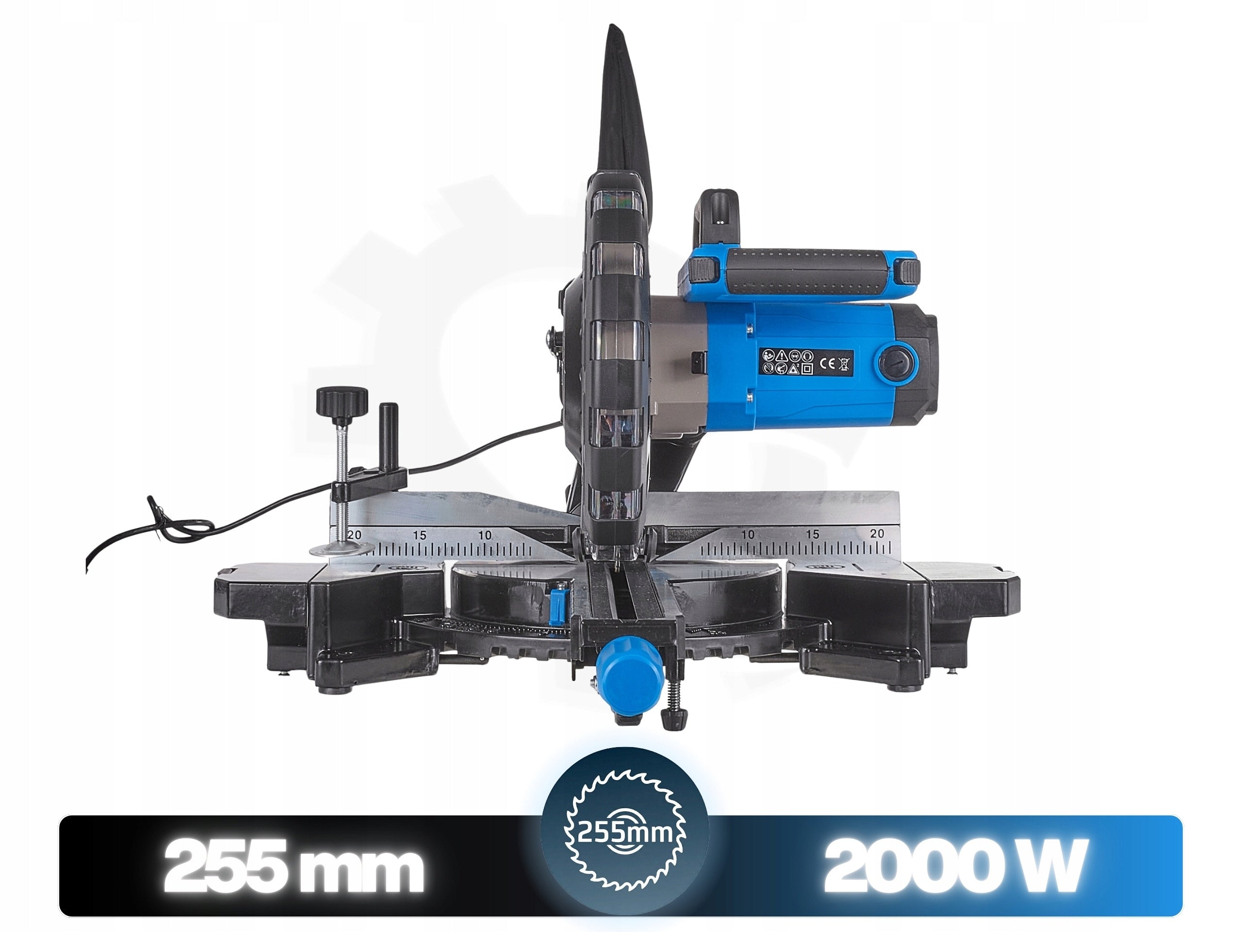 Bevel Saw with Bevel Feed For Wood 2000W 255mm Laser Extraction 3 Discs Brand Geko