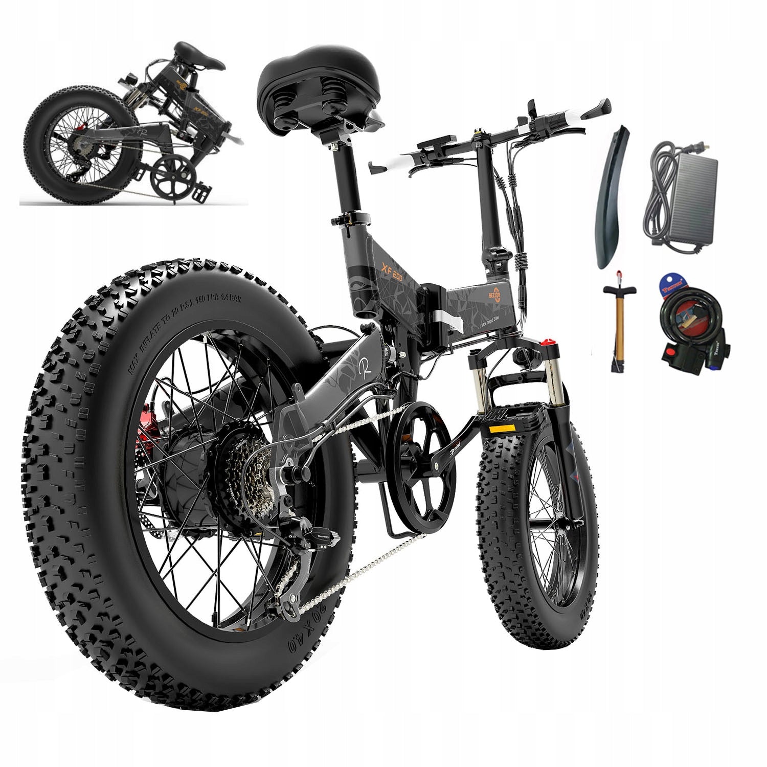 Bezior XF200 Electric Vehicle Folding 1000W 48V15AH 40KM/H 20*4 oil brake