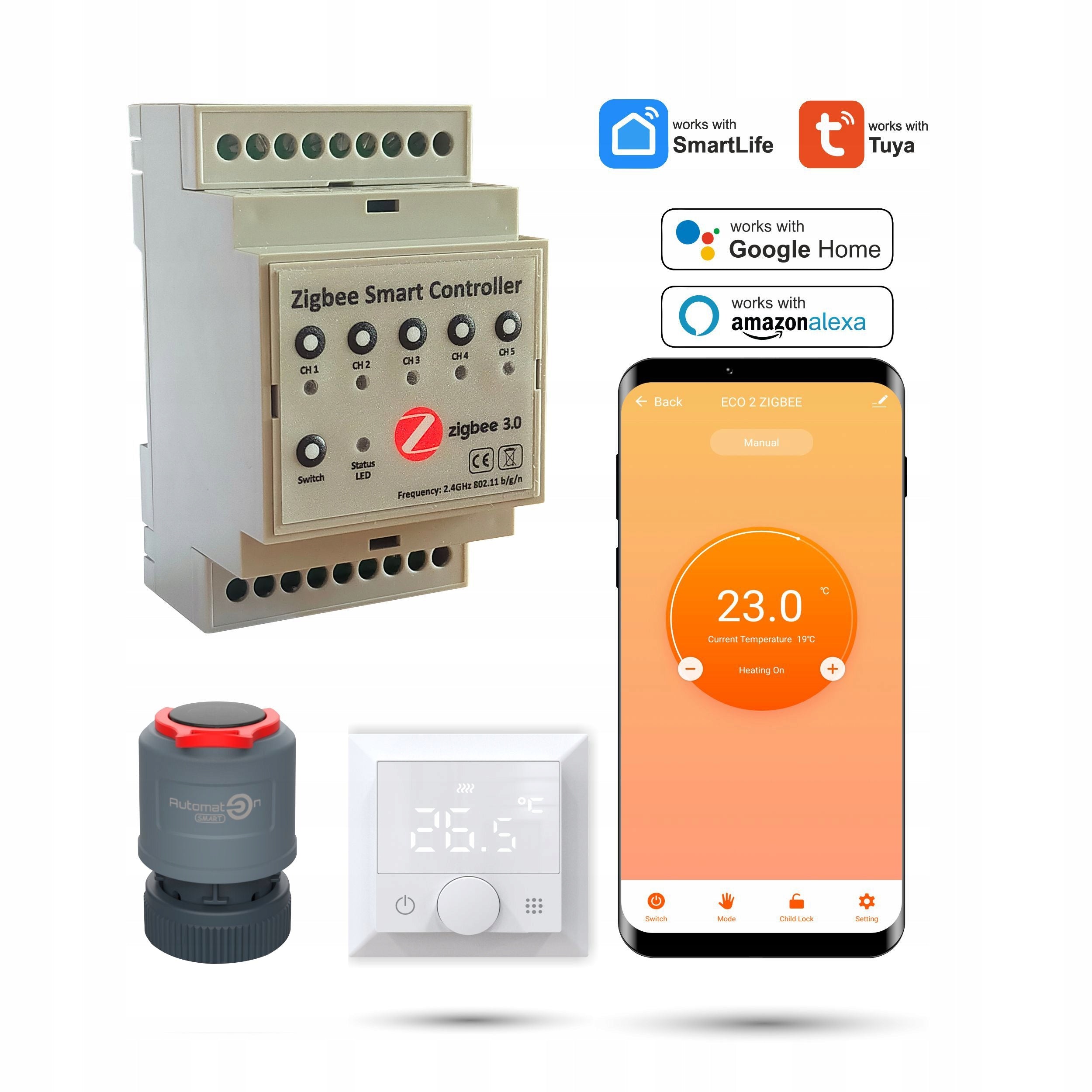 Fußbodenheizungsset Tuya Zigbee, 8-teilig 