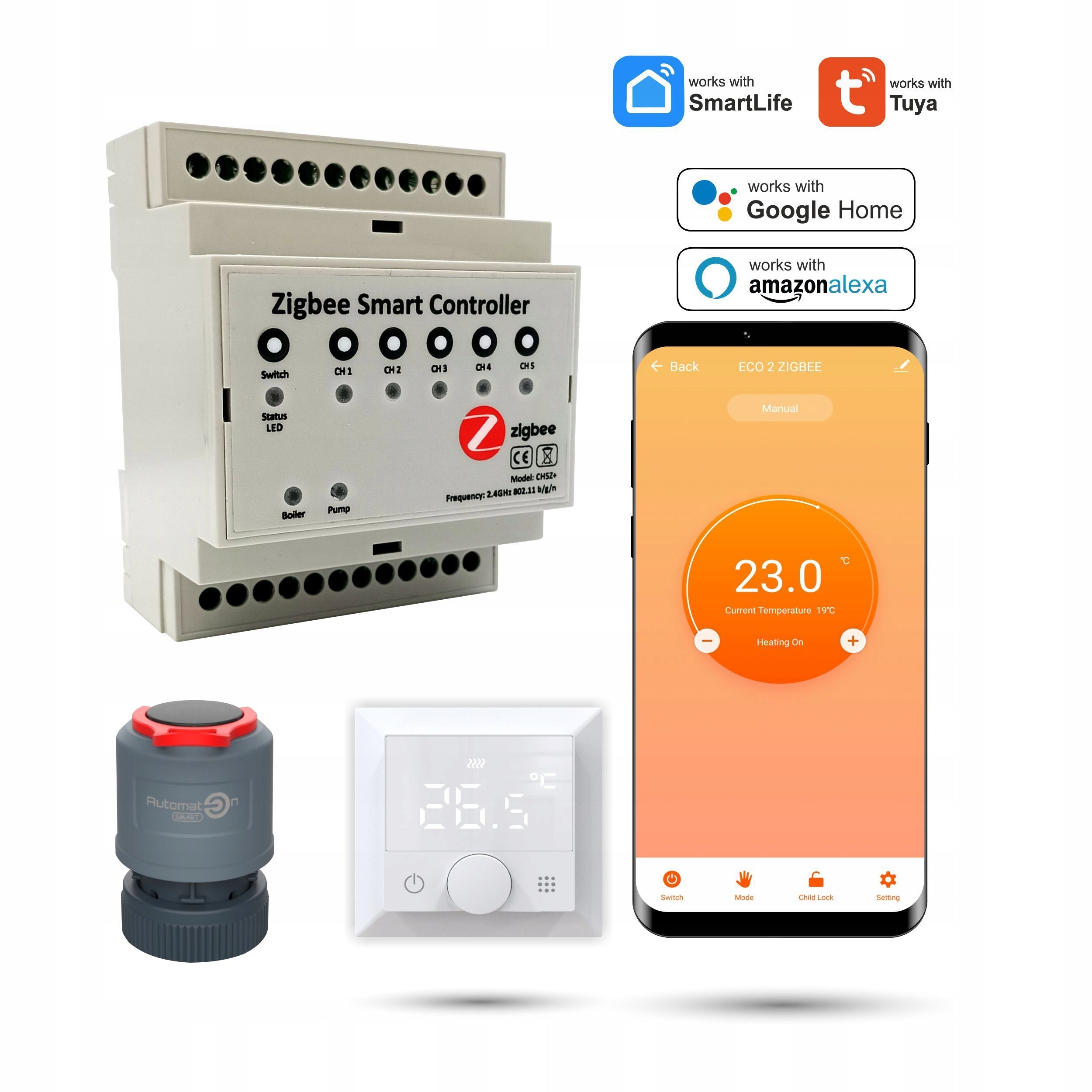 Fußbodenheizungsset Tuya Zigbee, 12-teilig 